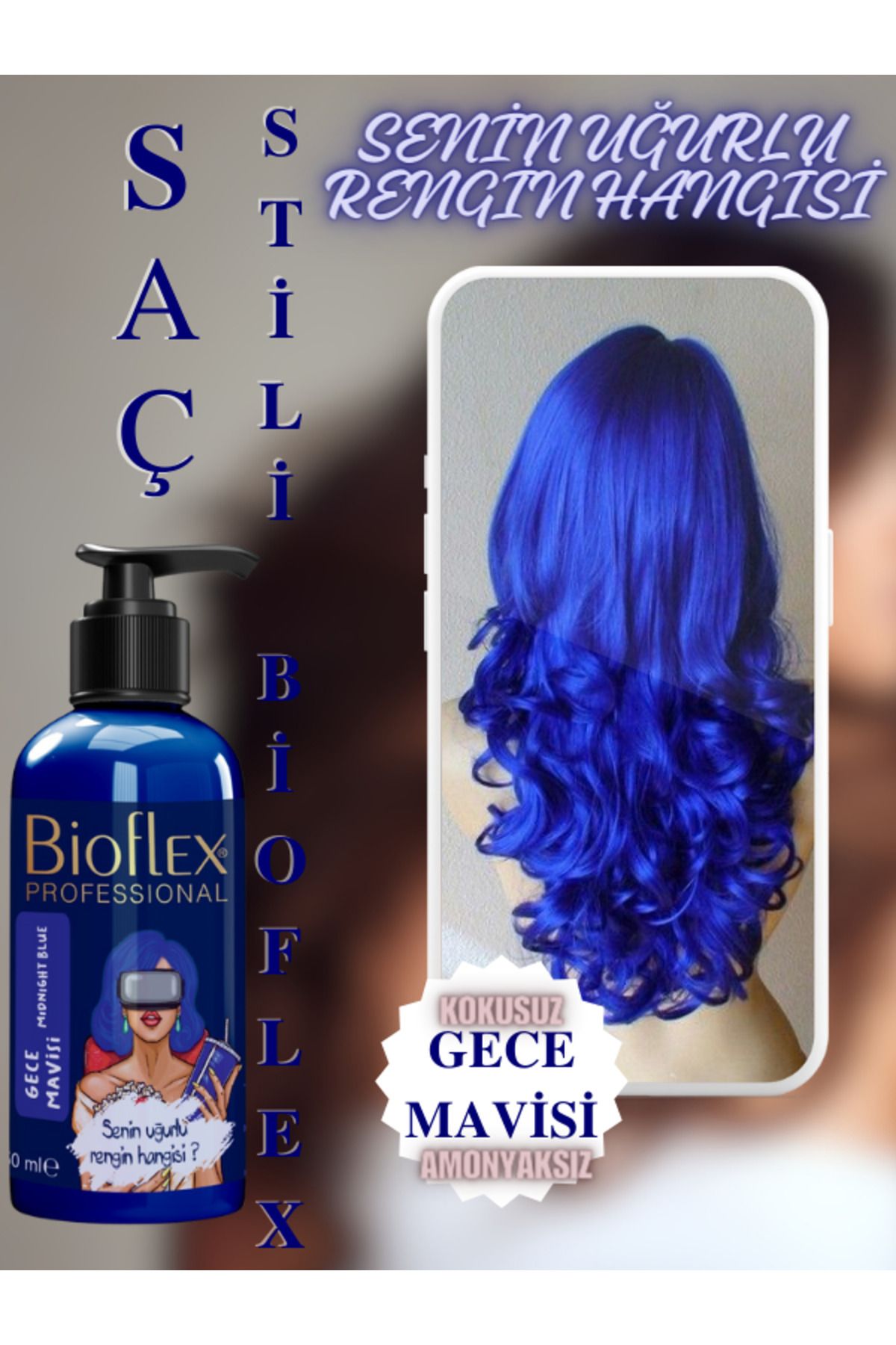 Bioflex Natural Hair Color Amonyaksız Gece Mavisi Saç Boyası