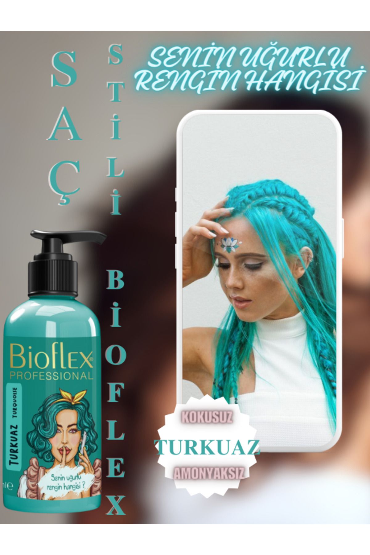 Bioflex Natural Hair Color Amonyaksız Turkuaz Saç Boyası