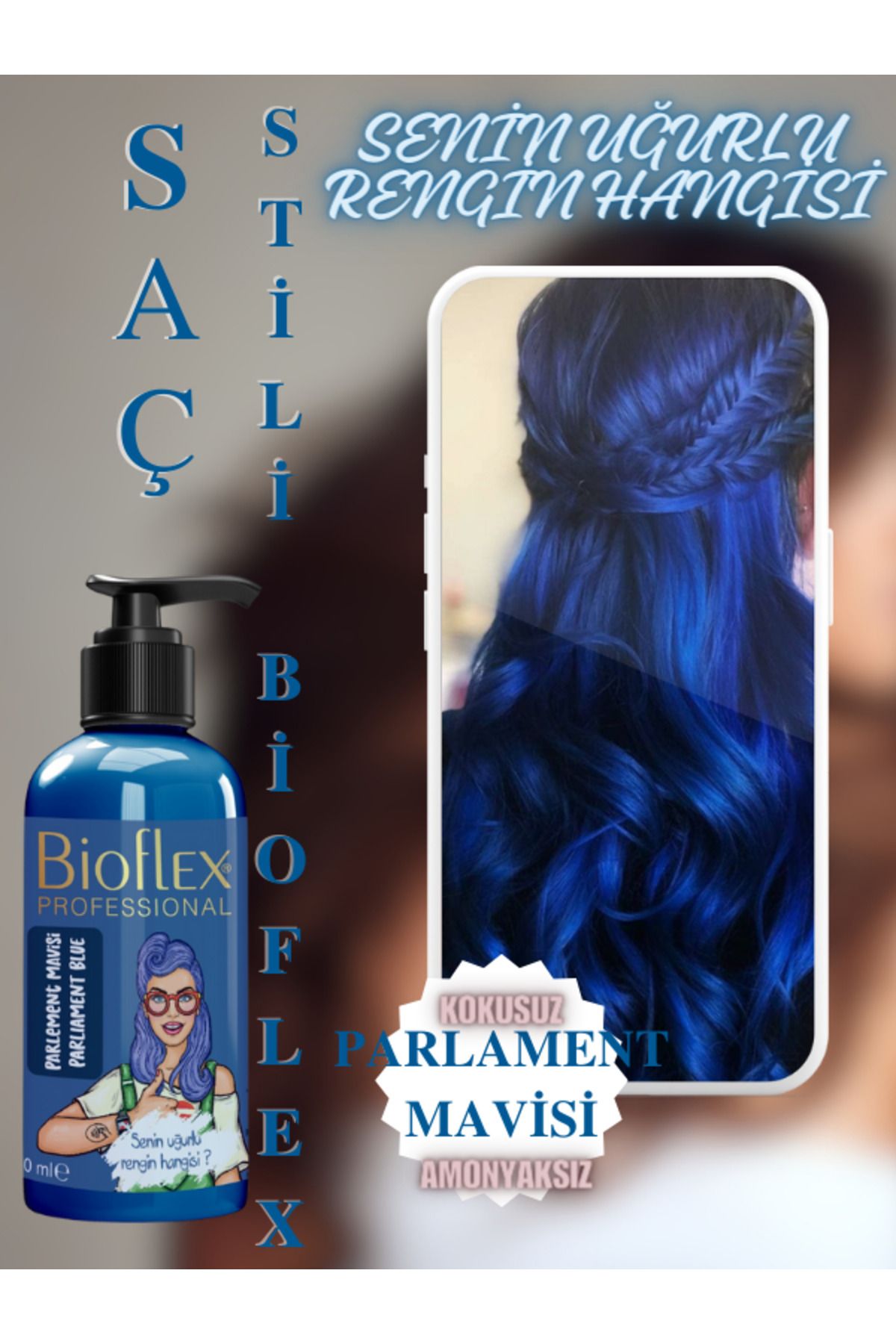 Bioflex Natural Hair Color Amonyaksız Parlament Mavisi Saç Boyası