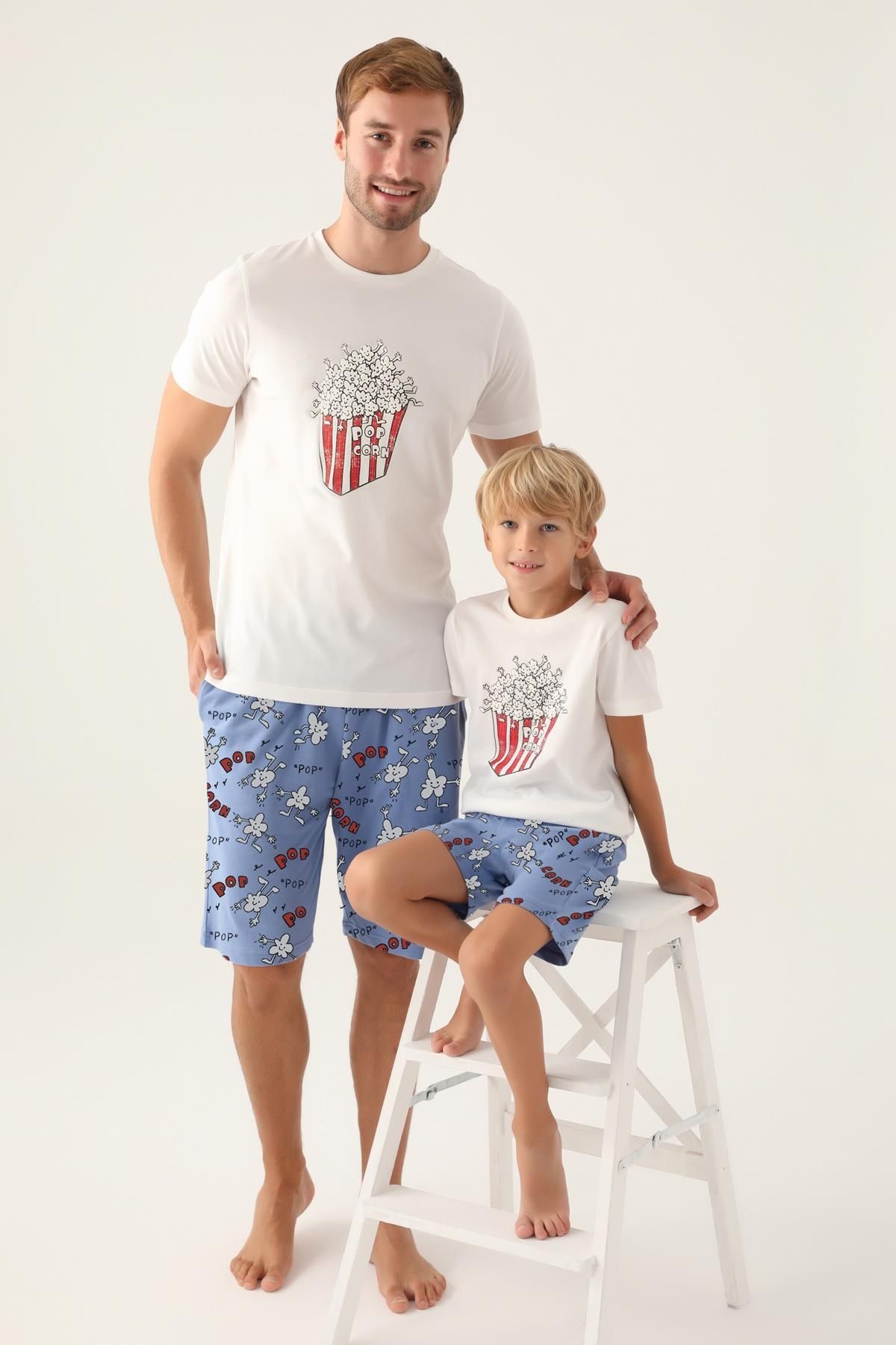 Rolypoly Aile Pijama Takımı, Popcorn Baskılı, %100 Pamuk, (ayrı ayrı fiyatlandırılır)