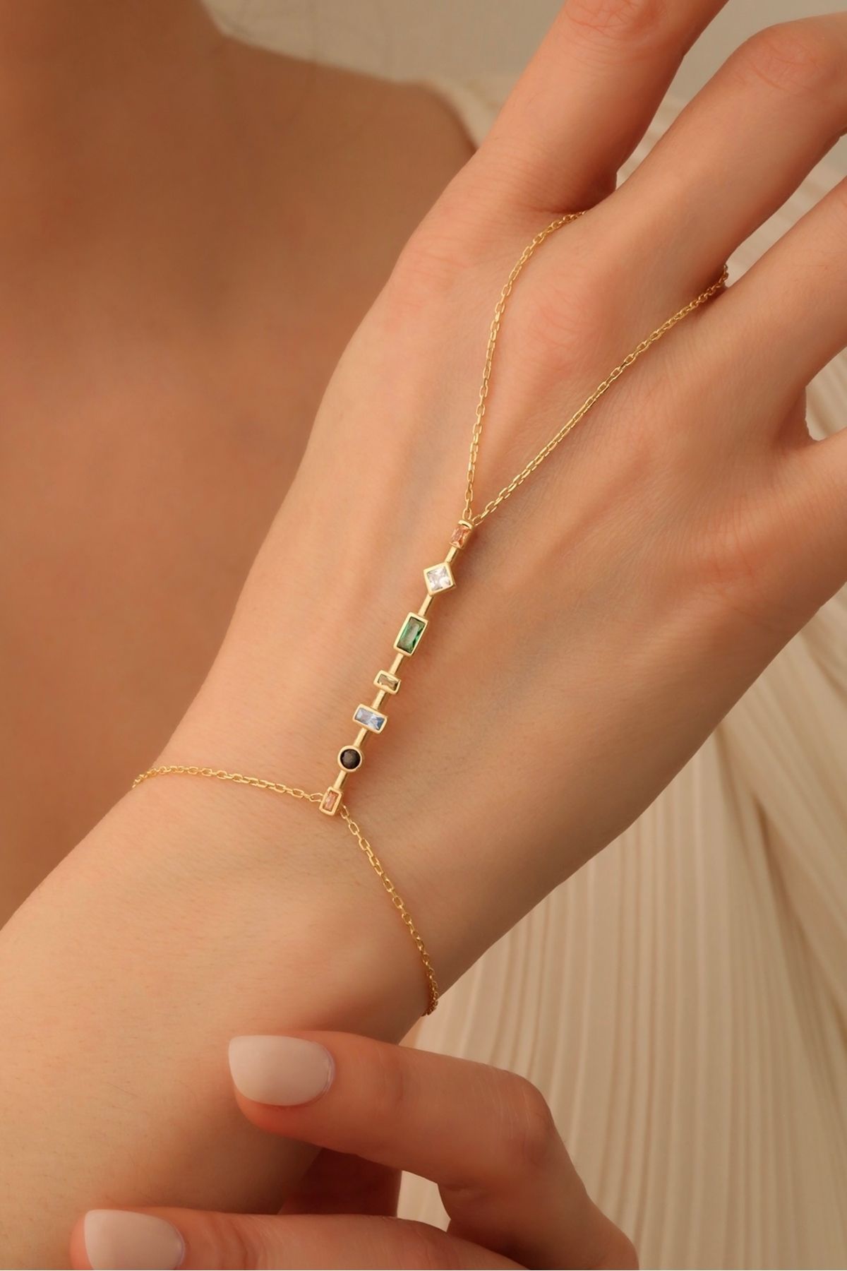 emy by emel luxury silver jewelry Altın Kaplama Renkli Taşlı Mix Şahmeran 925 Ayar Gümüş