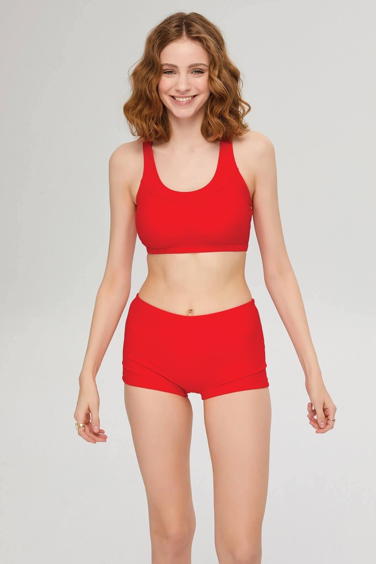 Deafox Kırmızı Sporcu Kesim Bikini Takımı