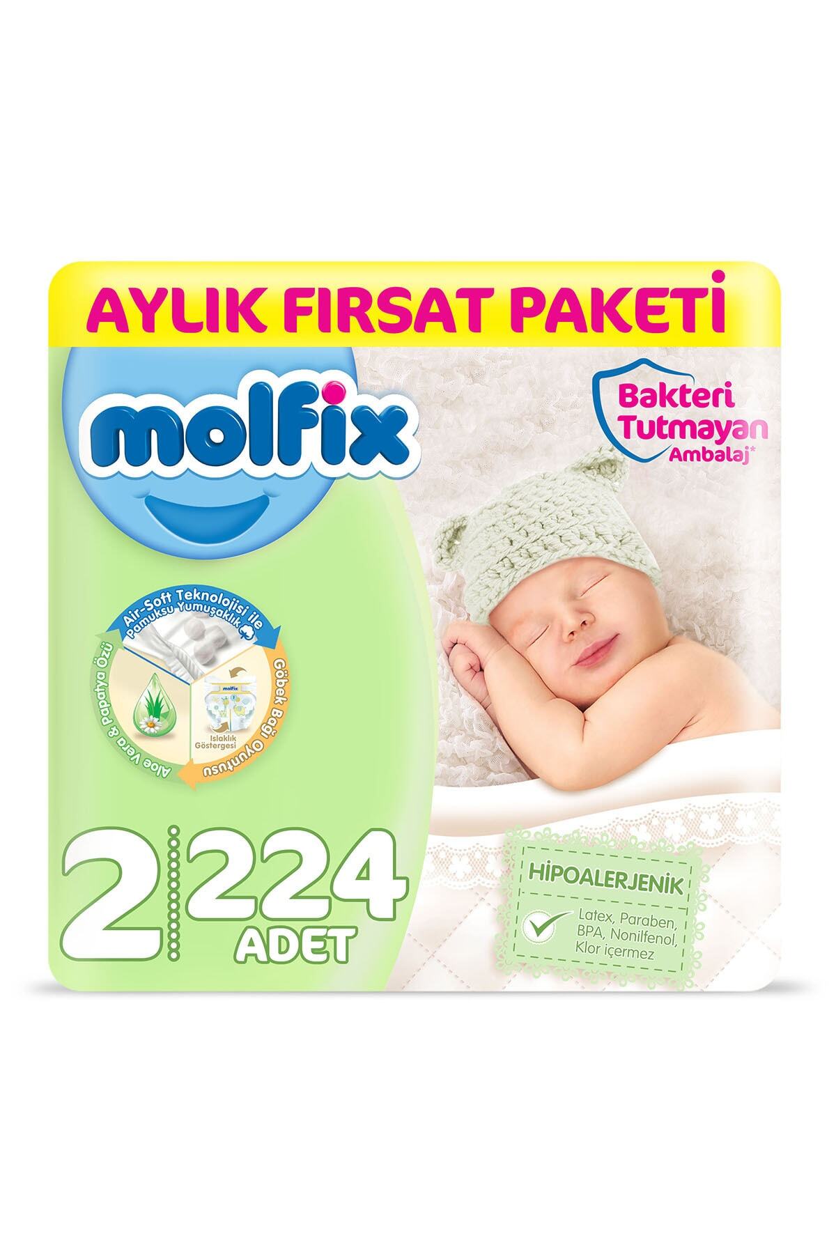 Molfix Bebek Bezi 2 Beden Mini Aylık Fırsat Paketi 224