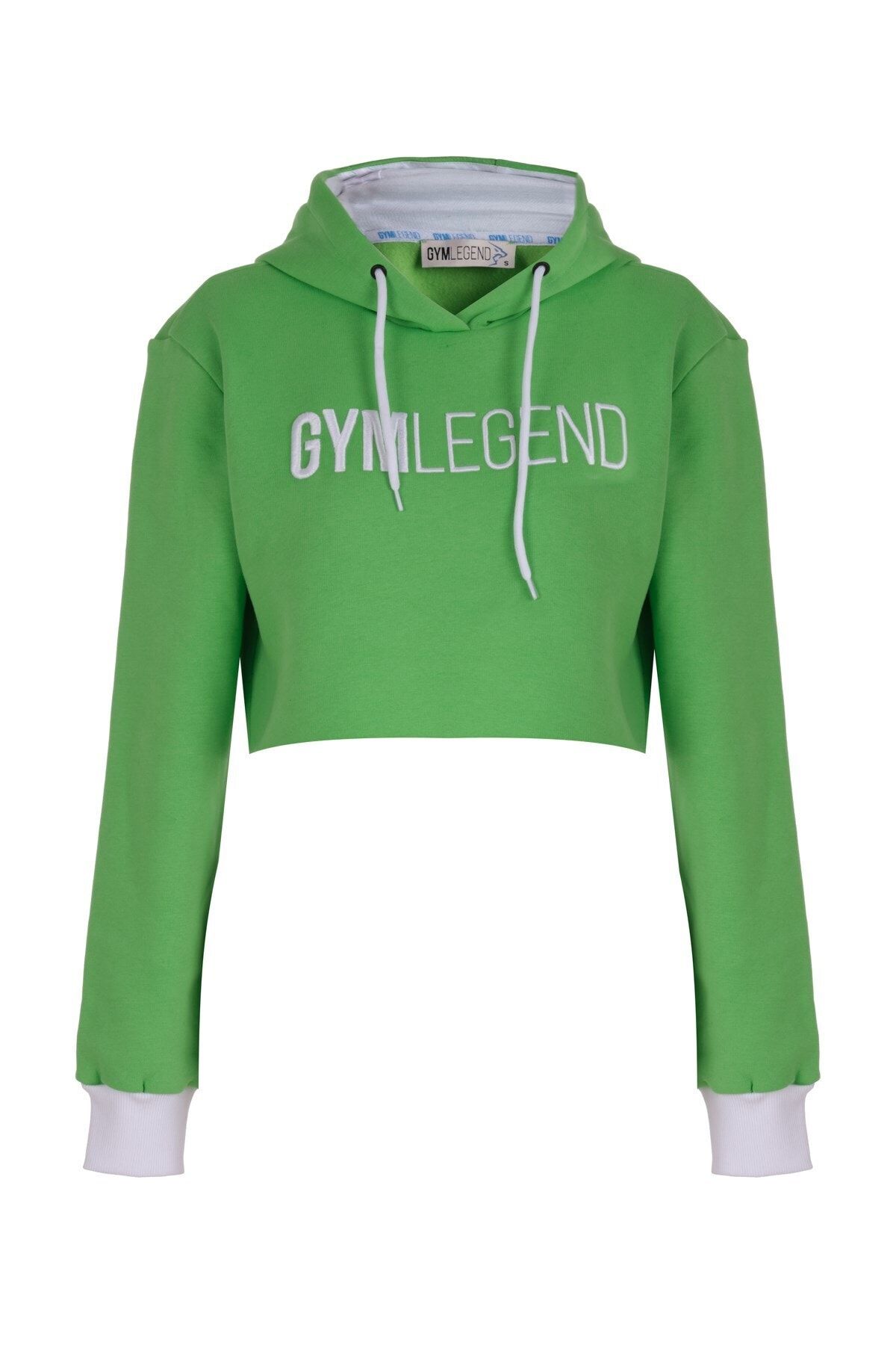 Gymlegend Kadın Fıstık Yeşili Kapüşonlu Kısa Sweatshirt