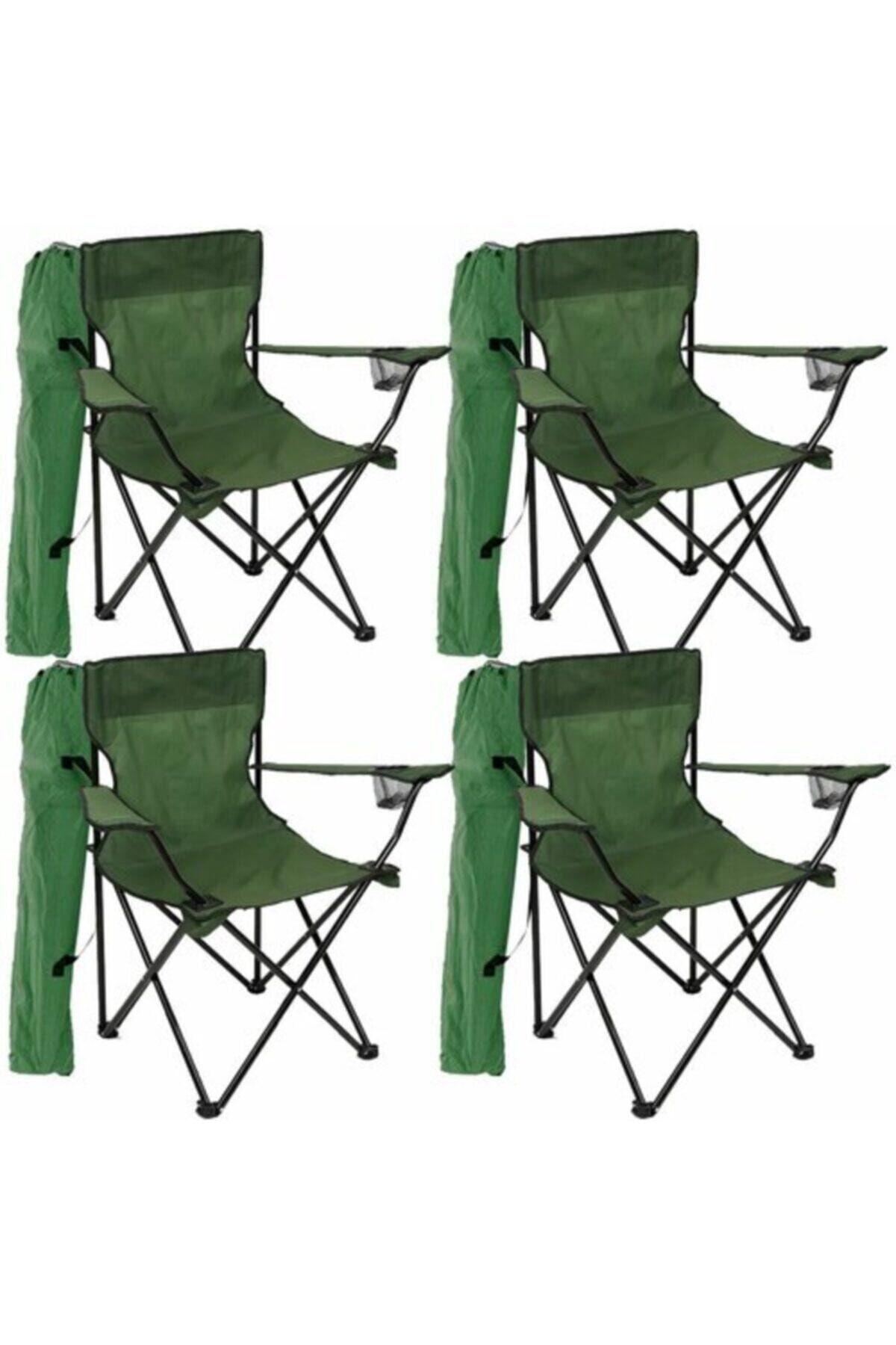 Toysan Katlanır Kamp Sandalyesi Yeşil 4 Adet