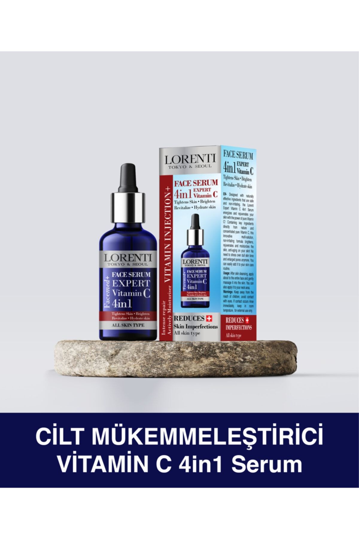 LORENTİ Vitamin C Aydınlatıcı, Besleyici, Yenileyici Yüz Serumu 4ü 1 Arada 50 ml