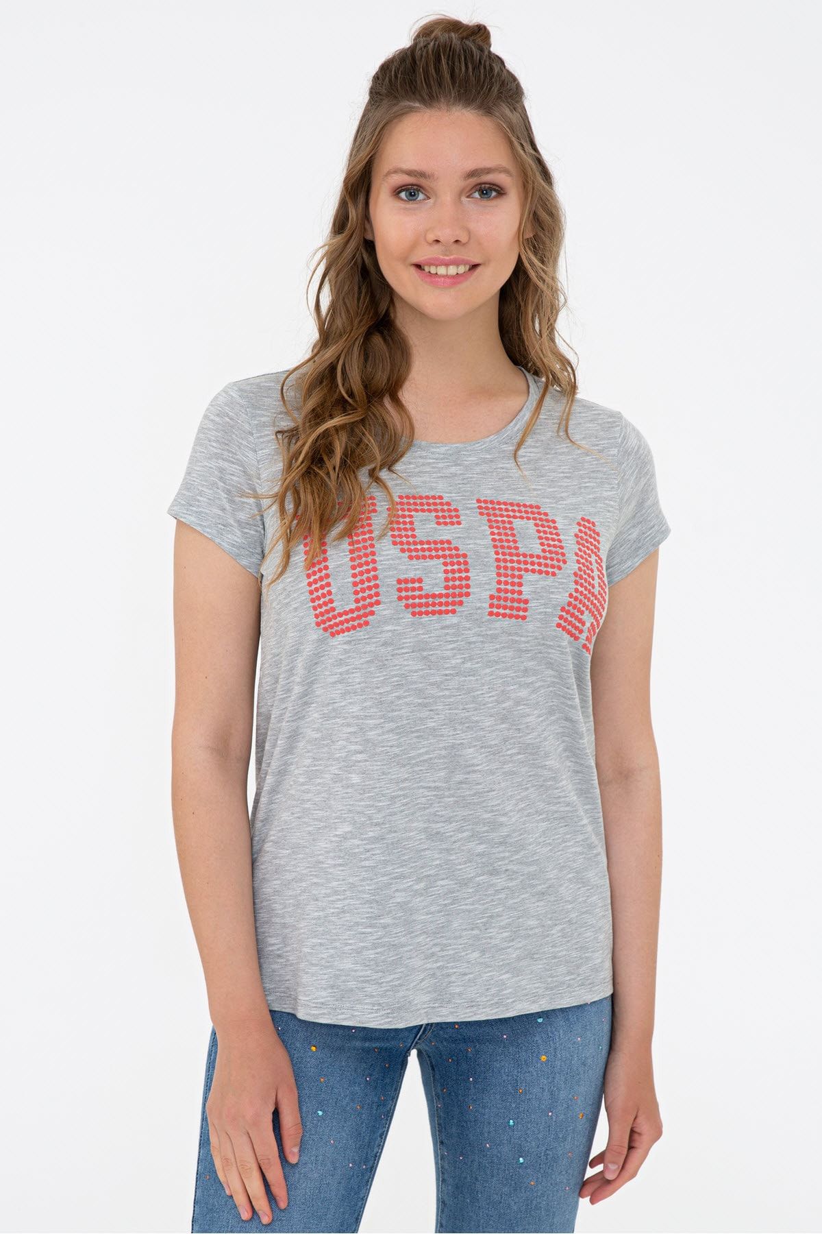 U.S. Polo Assn. Gri Kadın T-Shirt