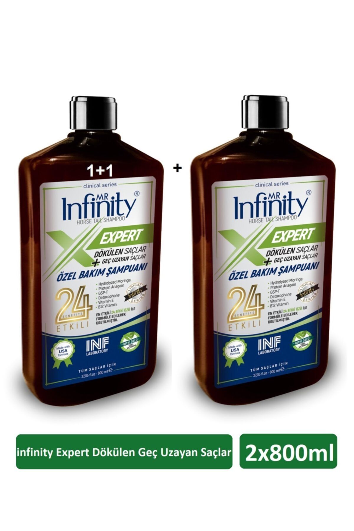 mr infinity Expert Dökülen Geç Uzayan Saçlar Özel Bakım Şampuanı 800 ml 2 Adet