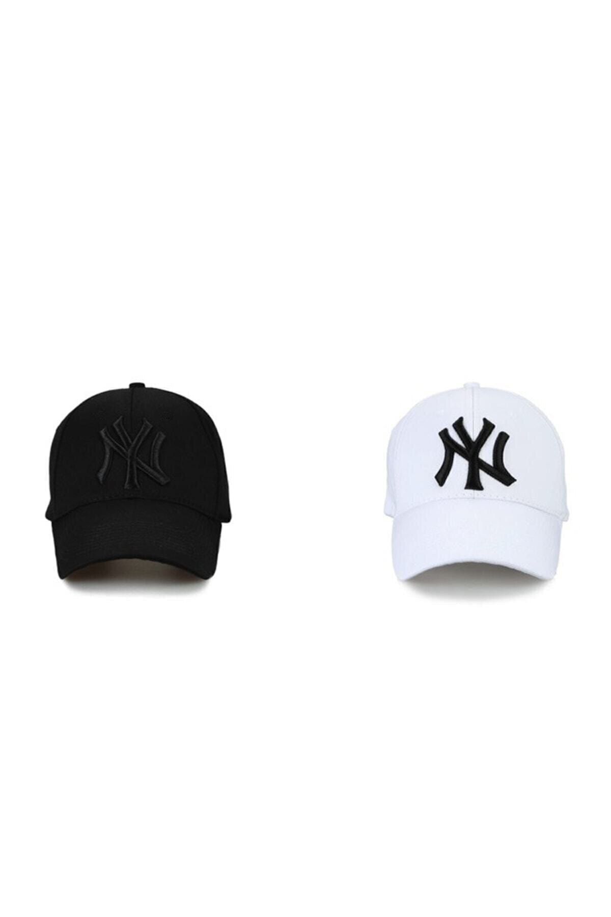 NuxFah Ny New York Şapka Unisex Siyah Şapka 2'li Ikili Set