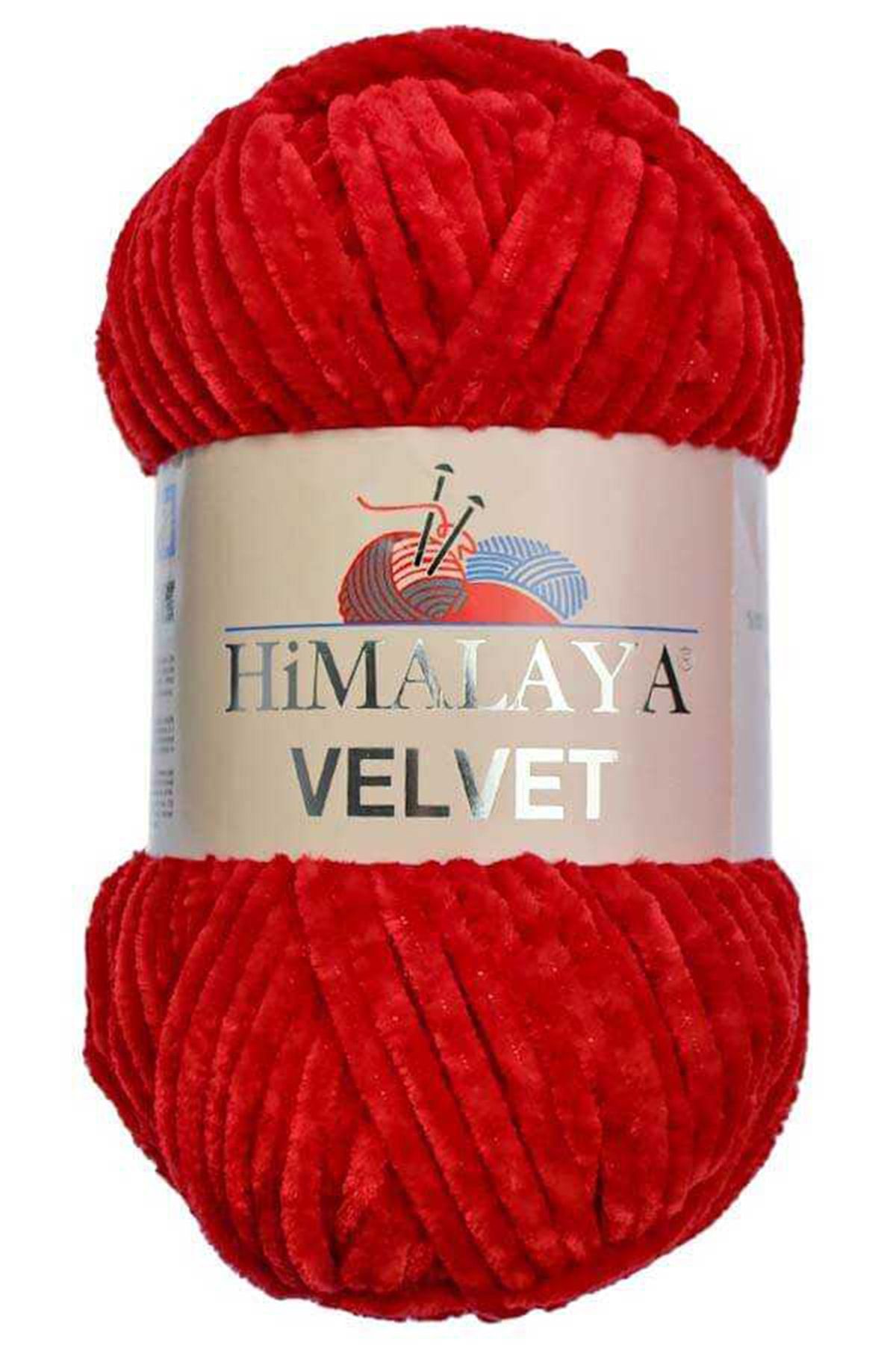 Himalaya Velvet Kadife El Örgü Ipi 90018 Kırmızı