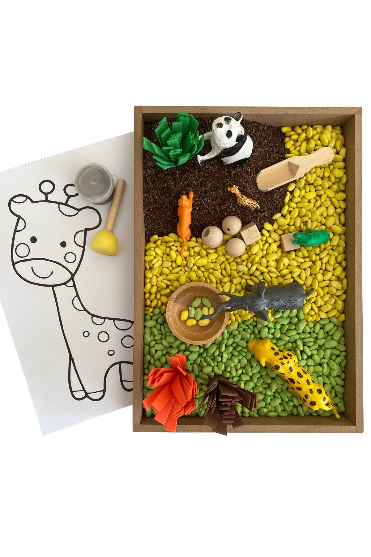 Beyaz Tavşan Oyun Evi Ahşap Etkinlik Seti - Montessori Oyuncak