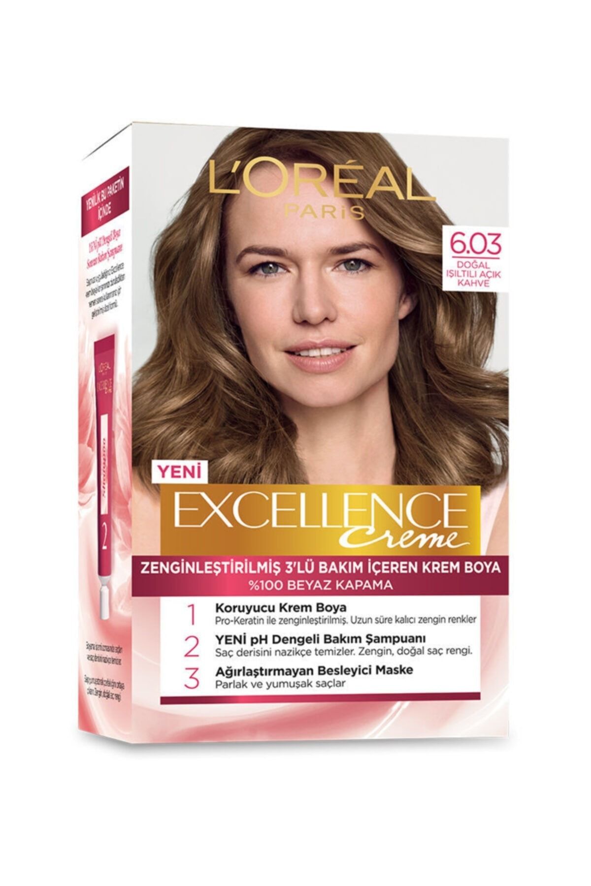 L'Oreal Paris L'oréal Paris Excellence Creme Saç Boyası - 6.03 Doğal Işıltılı Açık Kahve