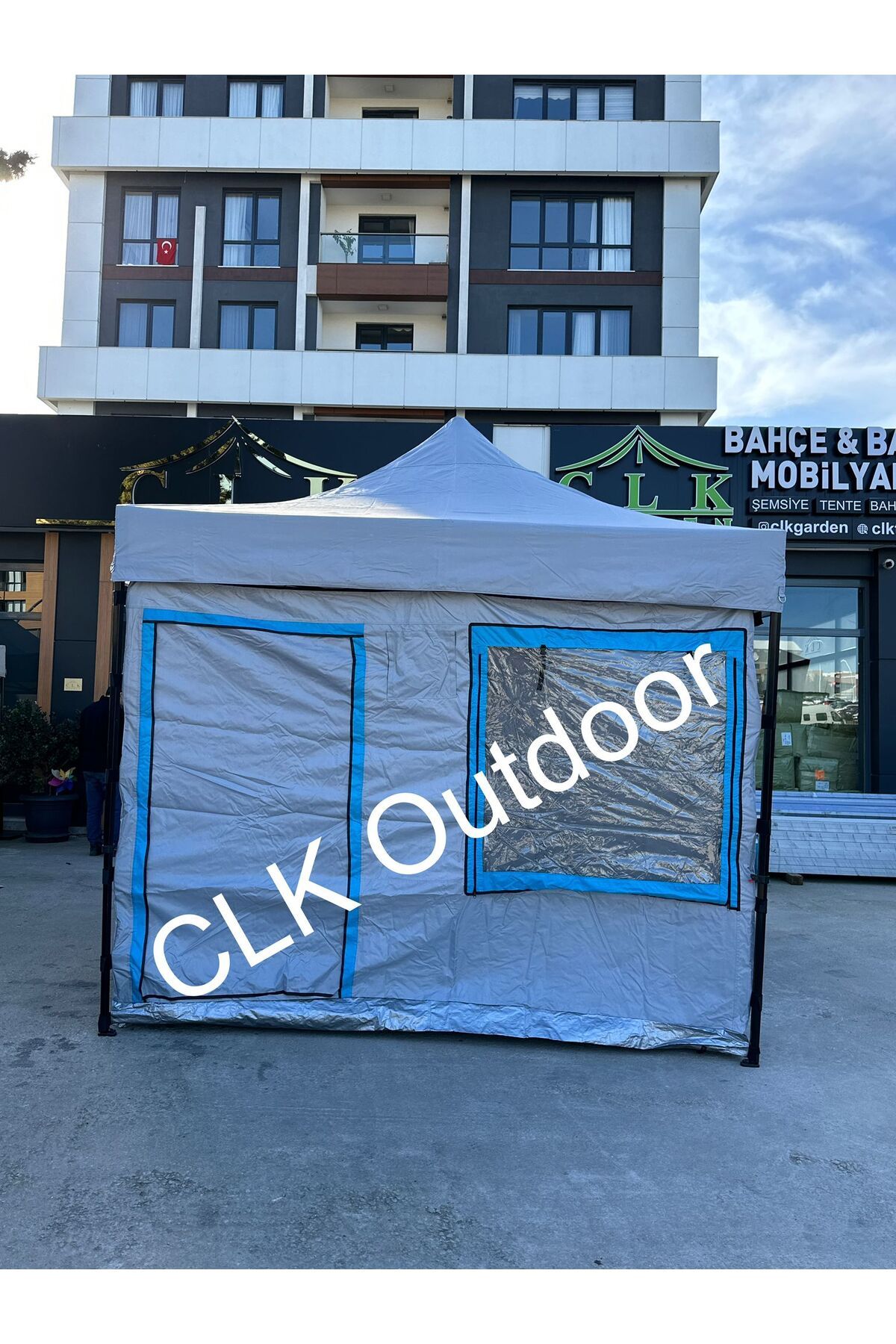 CLK Ticaret CLK 3x3 Gazebo Kamp Çadırı Açık Gri-Mavi