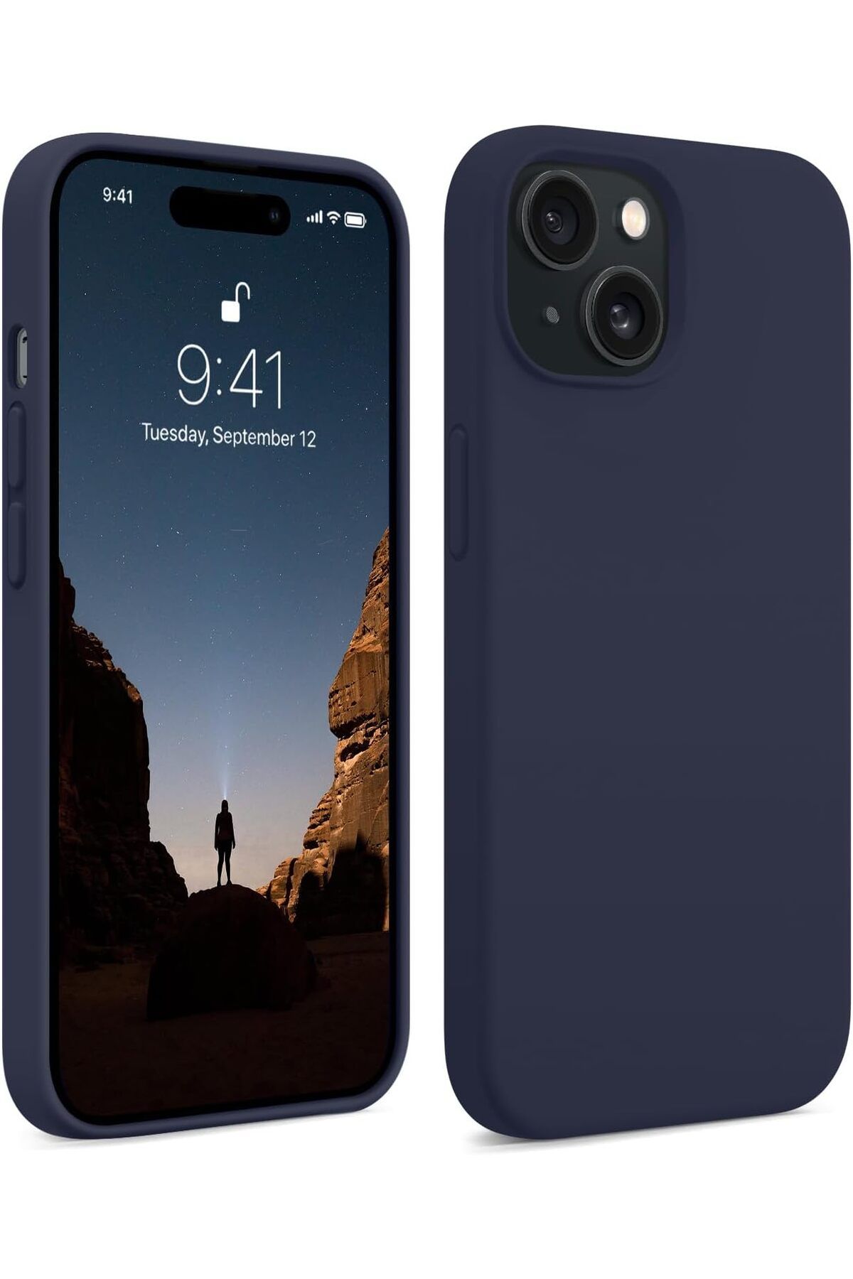Vision Apple iPhone 15 Plus Lansman Kılıf, Kadife İç Doku, Soft Yumuşak Liquid Silikon