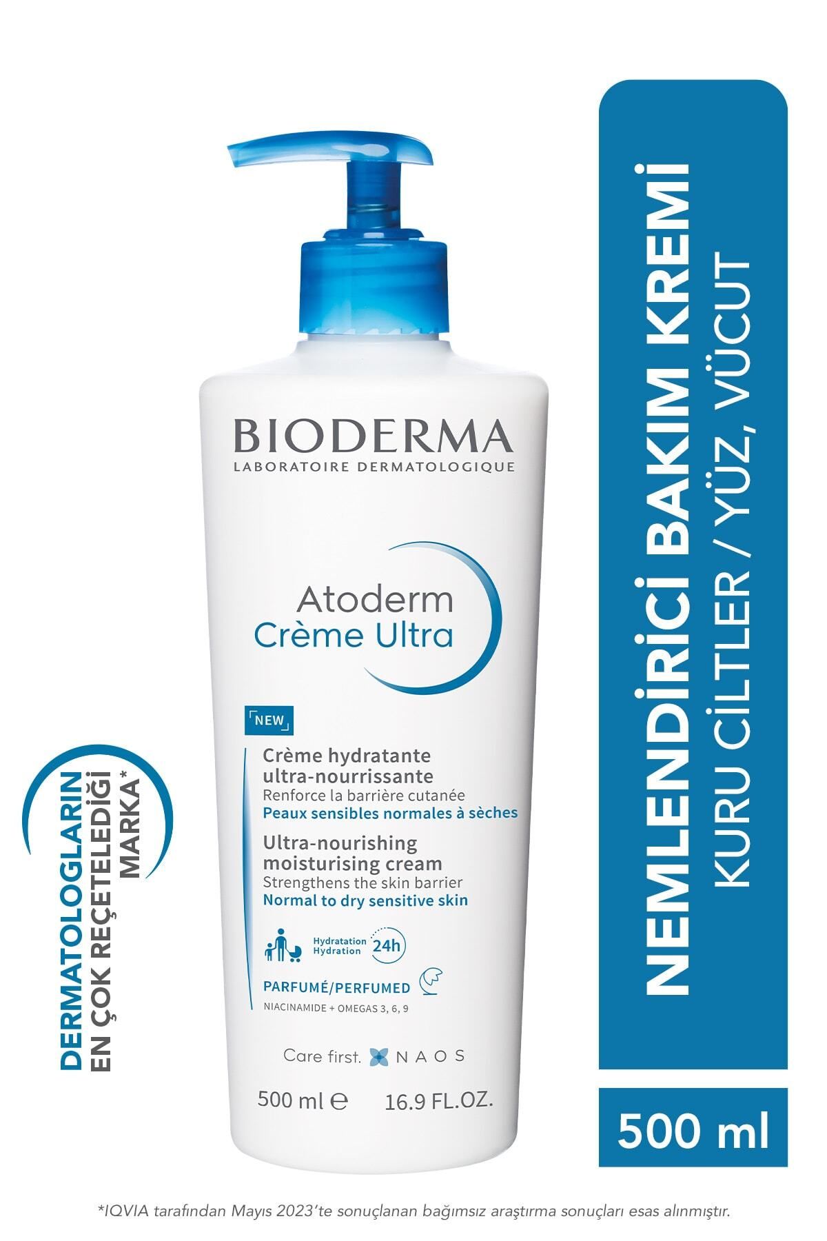 Bioderma Atoderm Cream Ultra Normal ve Kuru Ciltler için Nemlendirici Yüz, Vücut Bakım Kremi 500 ml