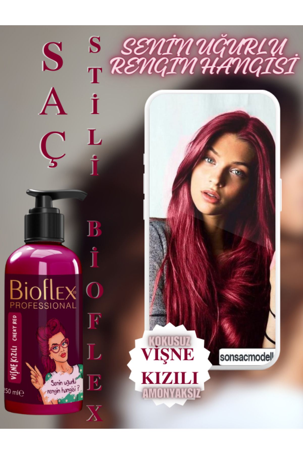 Bioflex Natural Hair Color Amonyaksız Vişne Kızılı Saç Boyası