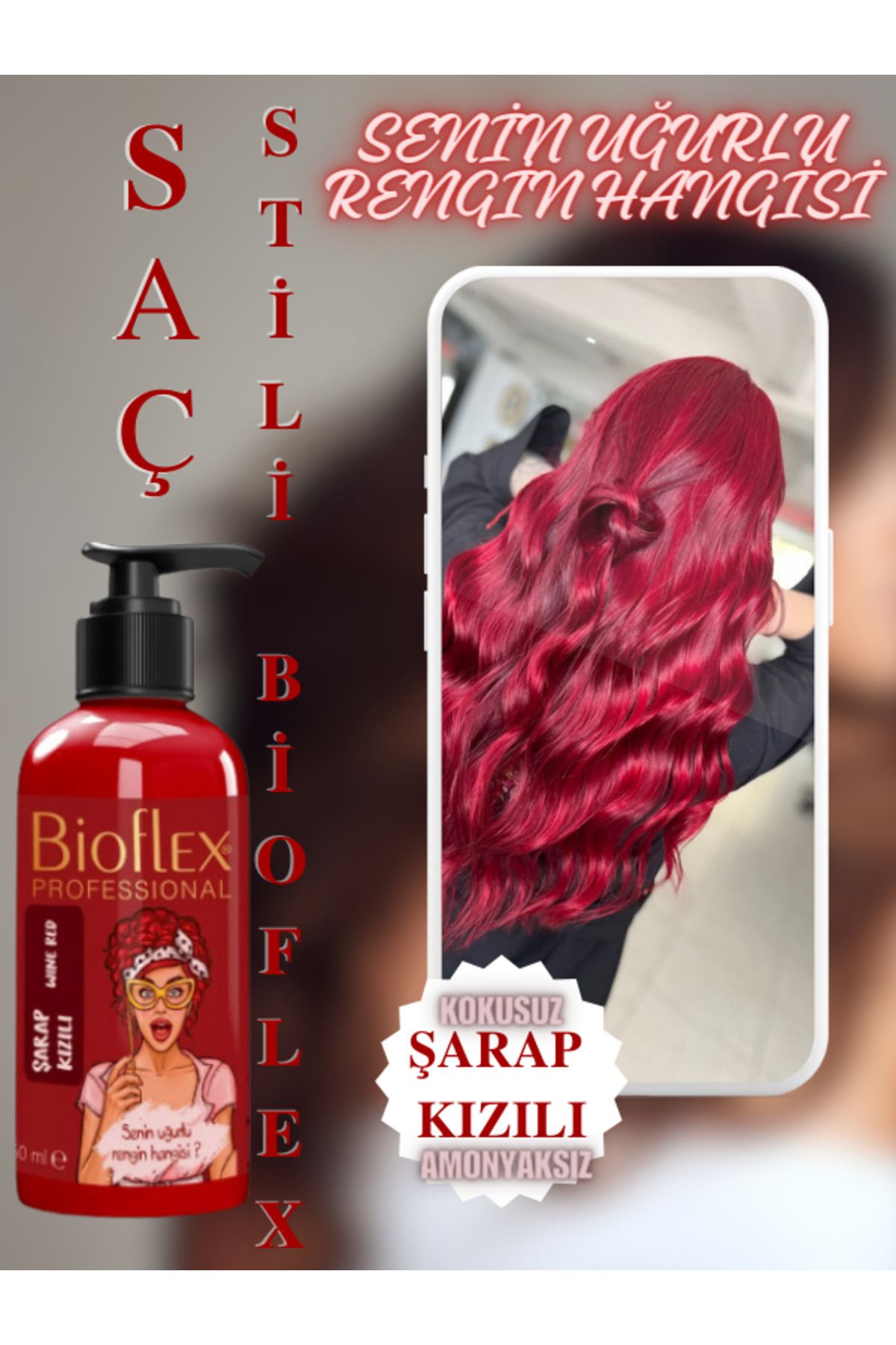 Bioflex Natural Hair Color Amonyaksız Şarap Kızılı Saç Boyası