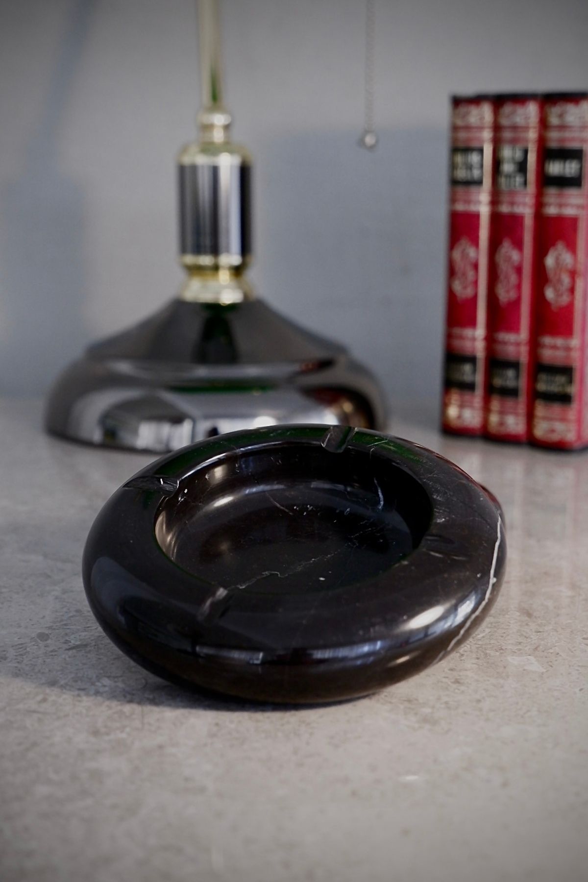 Marbel Concept Siyah Mermer Yuvarlak Kül Tablası Küllük 12 cm Çap
