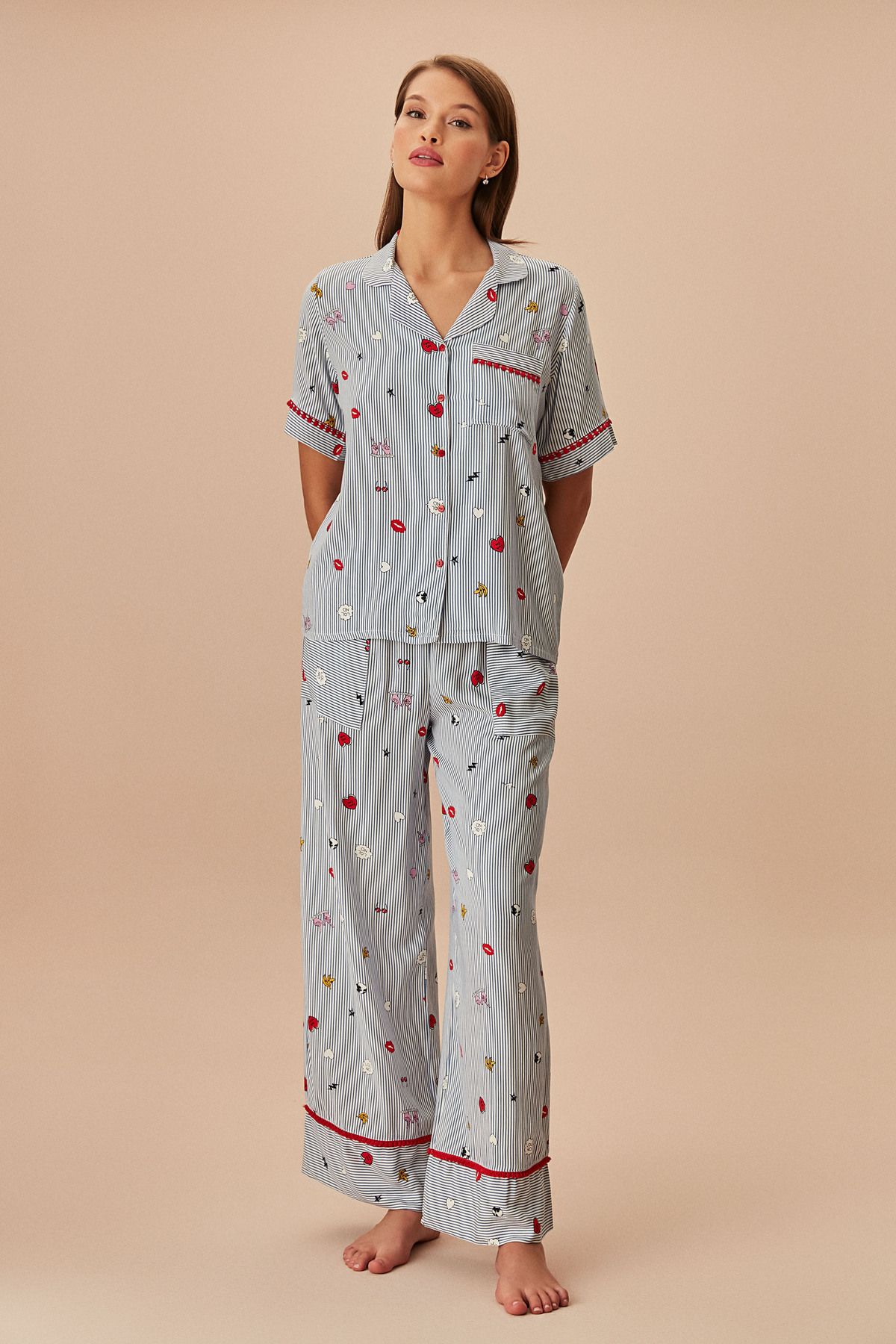 Suwen Smile Maskülen Pijama Takımı