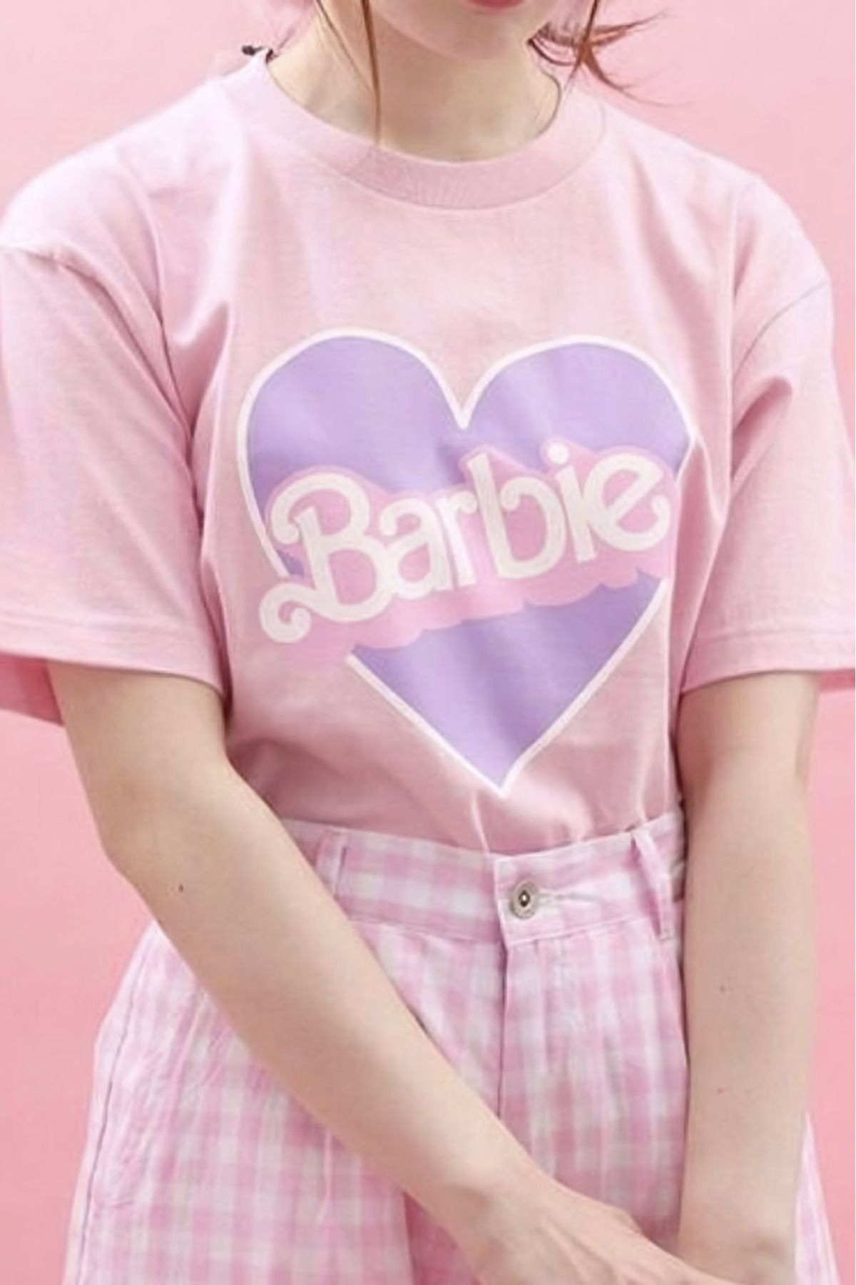 Ef Butik Pembe Unisex Barbie Kalp T-shirt