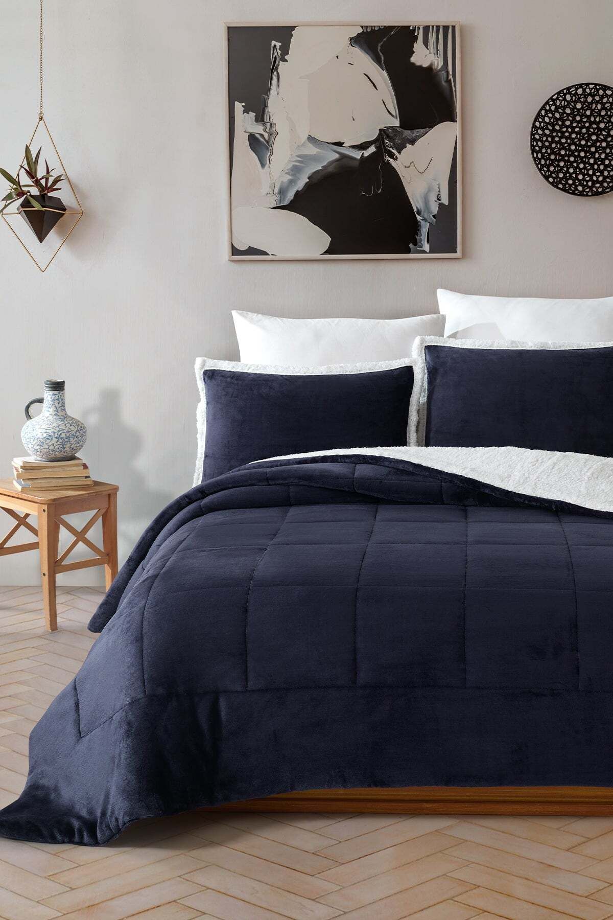 Elart Solid Comfort Set Modern Uyku Seti Tek Kişilik Lacivert