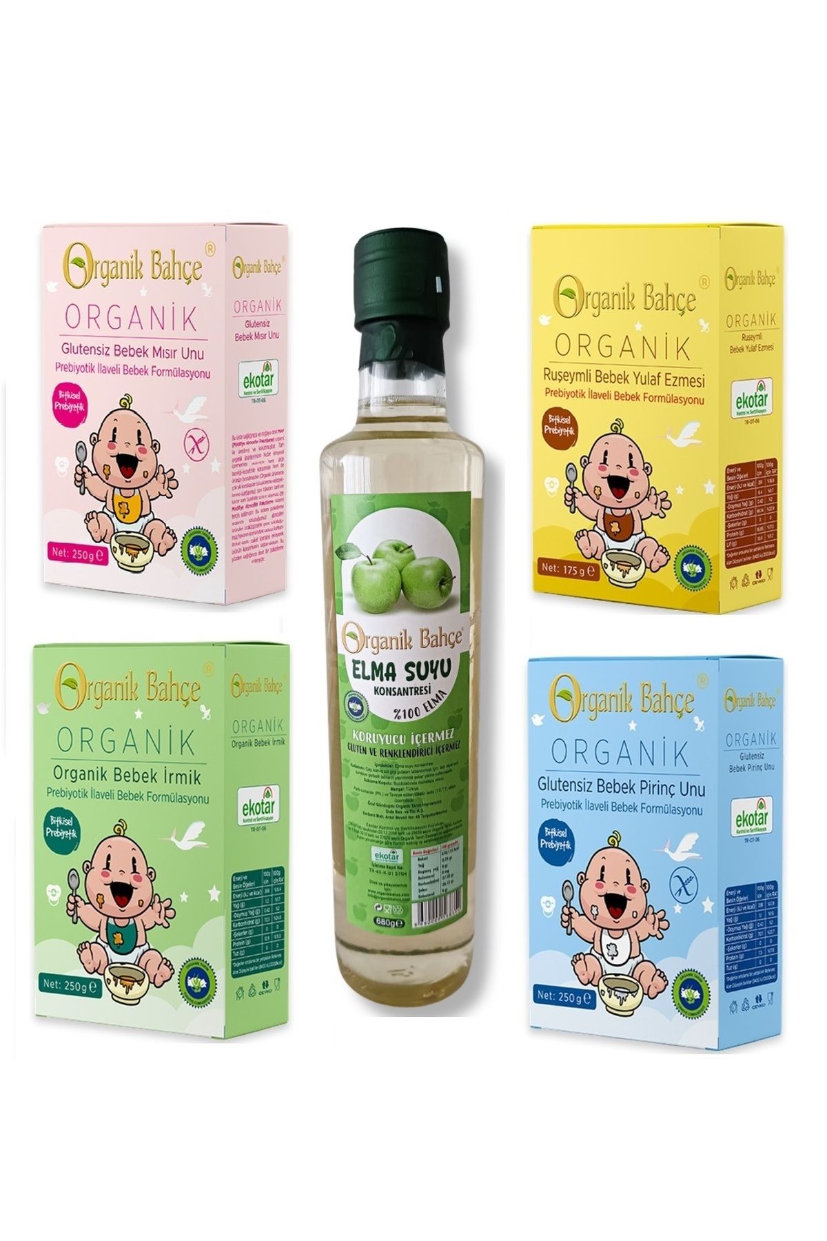 Organik Bahçe Organik Sertifikalı Bebek Ek Gıda Seti-Elma Suyu Konsatresi 680 Gr