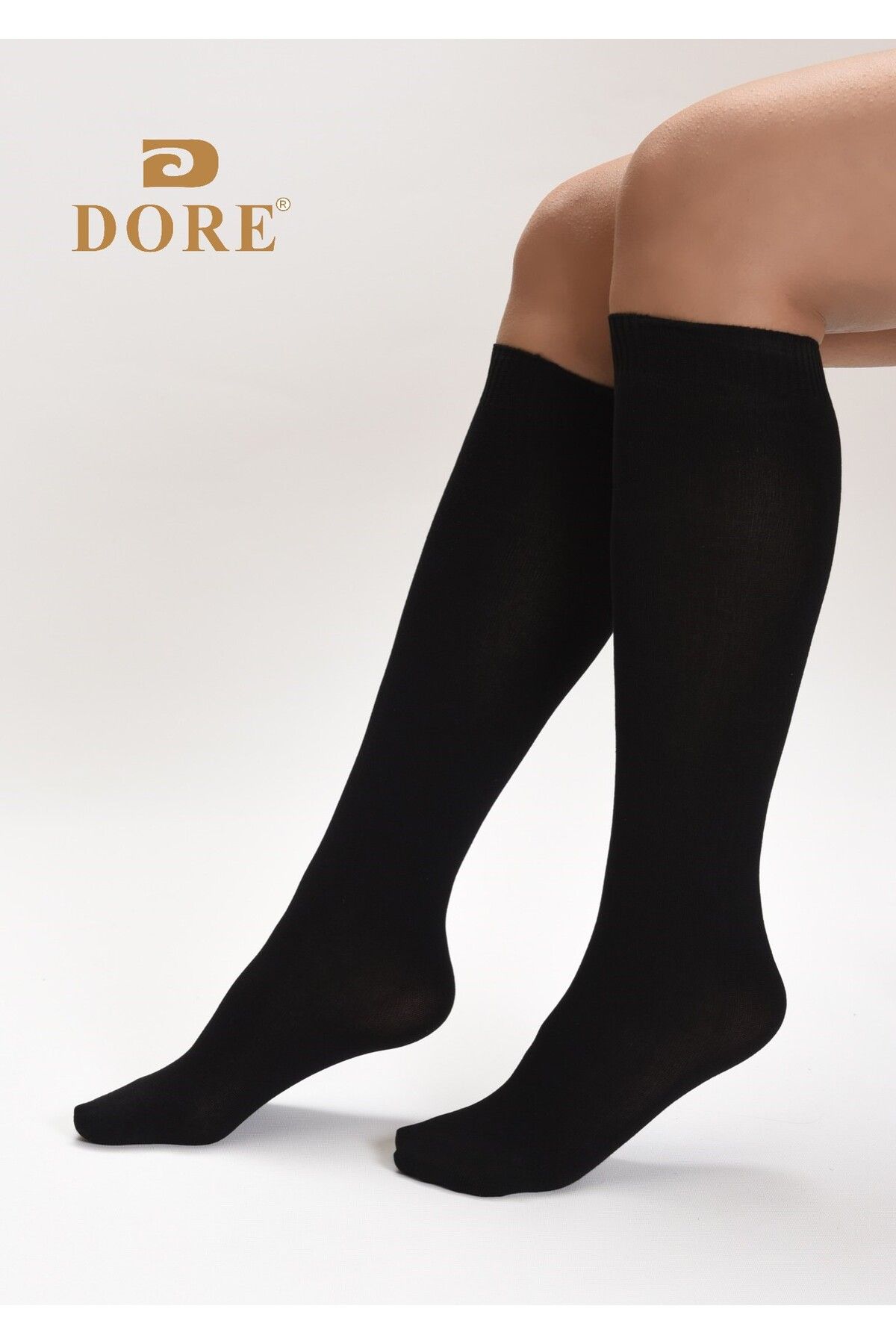 DORE Premium Siyah Renk Teni Göstermeyen Kadın Dikişsiz Dizaltı Çorap