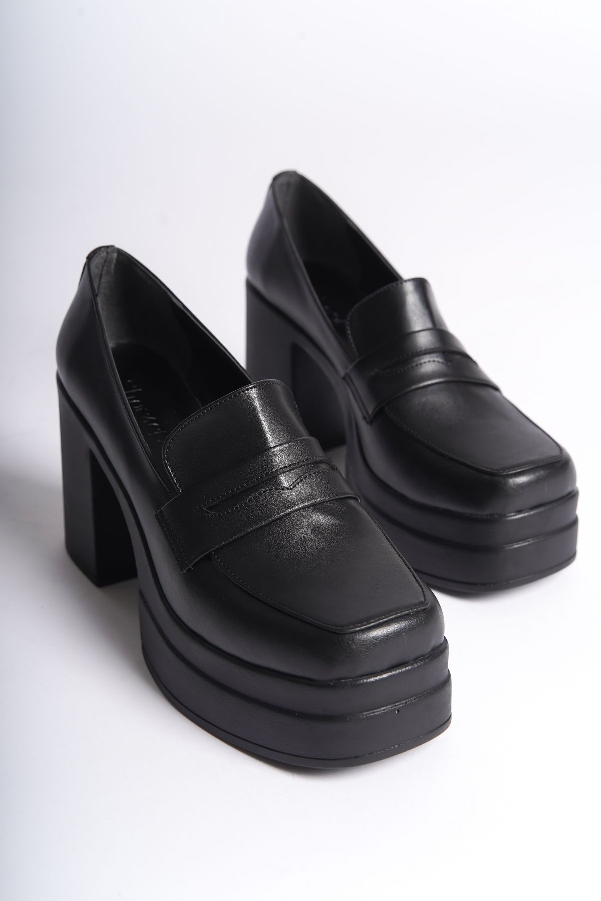 Shoesers Kadın Özel Tasarım Platform Topuklu Loafer Ayakkabı