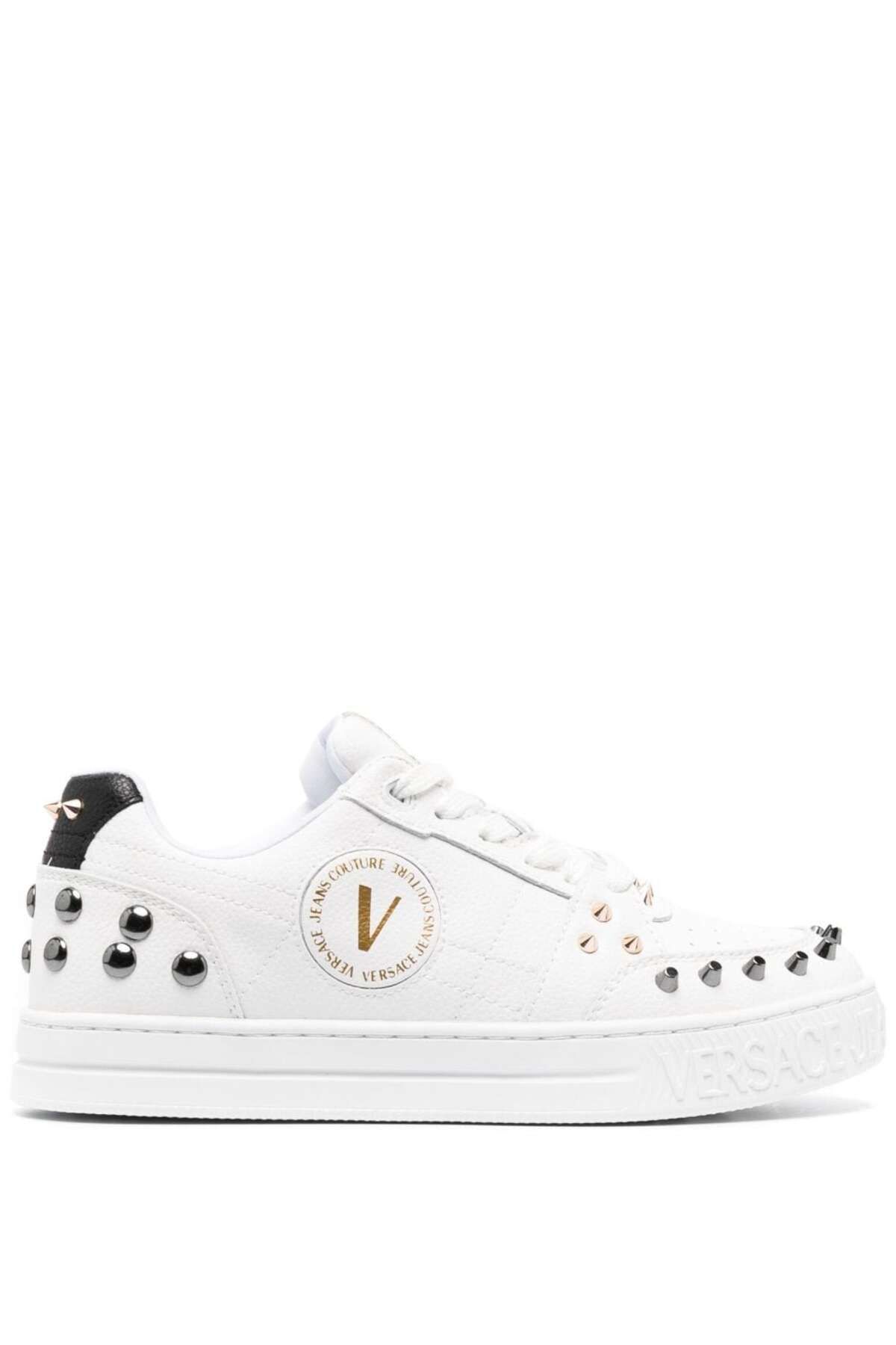 Versace Kadın Marka Logolu Rahat Taban Bağıcıklı Beyaz Sneaker 75VA3SKC ZP318-MD7