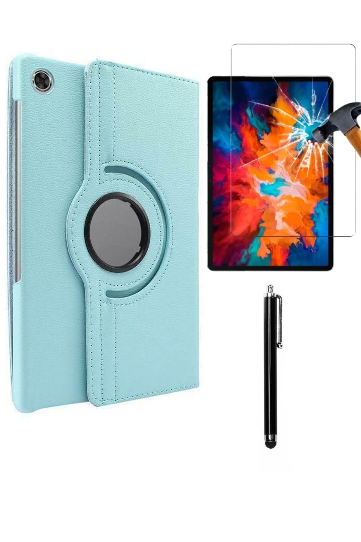 corcishop Samsung Galaxy Tab A9+Plus X210 X215 X217 Uyumlu 360° Dönerli Tablet Kılıfı 3lü Set
