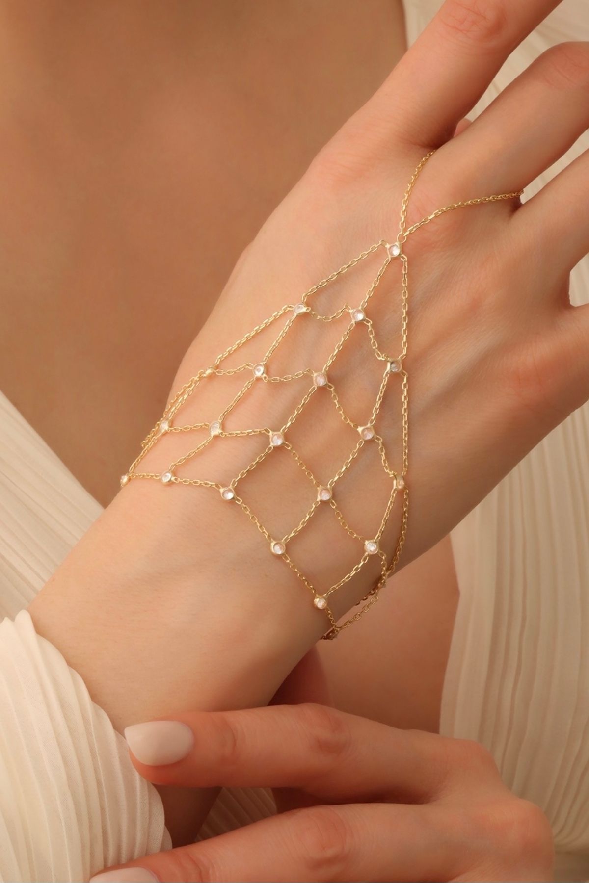 emy by emel luxury silver jewelry Altın Kaplama Taşlı Dantel Şahmeran 925 Ayar Gümüş