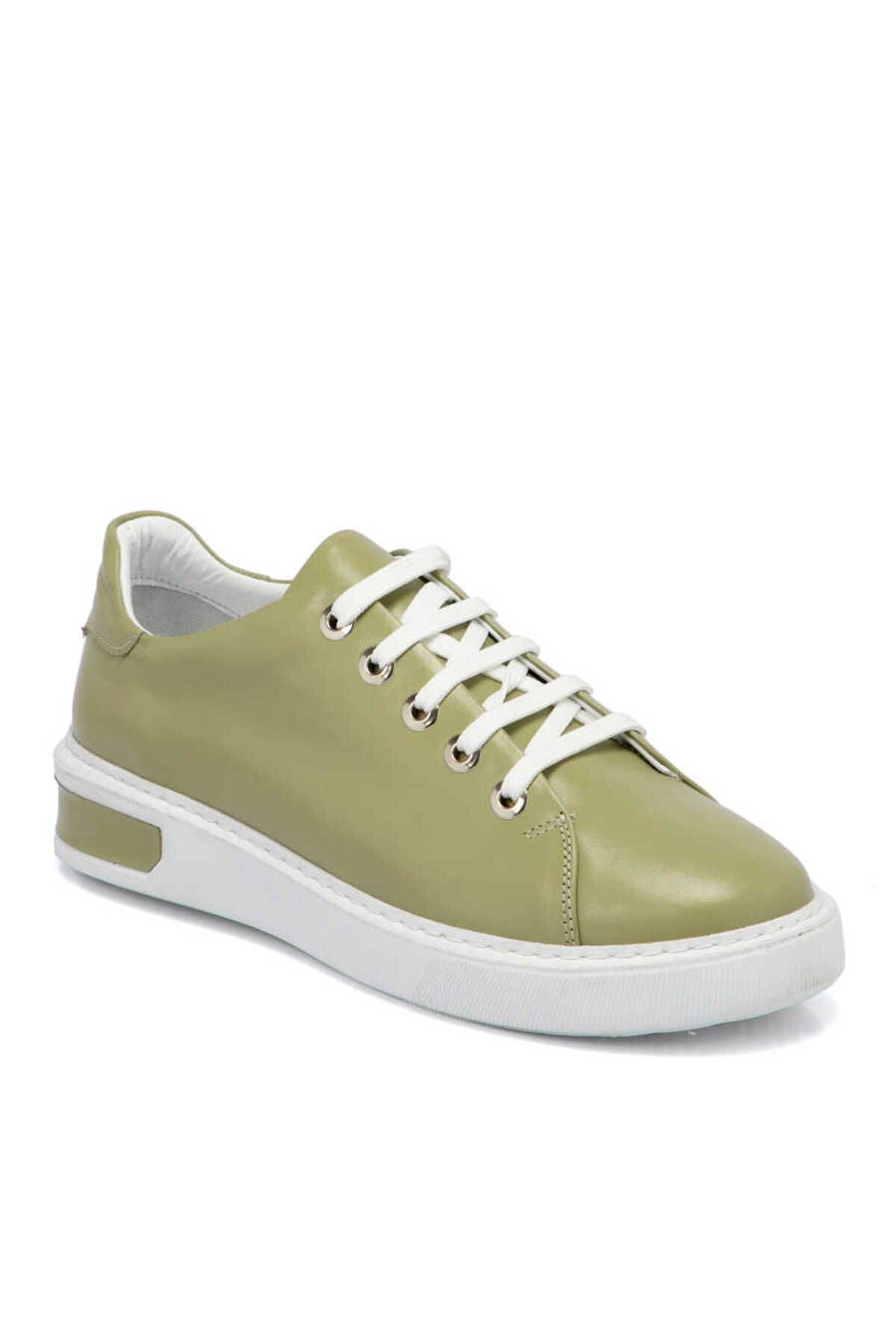 Tergan Yeşil Deri Kadın Sneaker - K23I1AY66636-G81