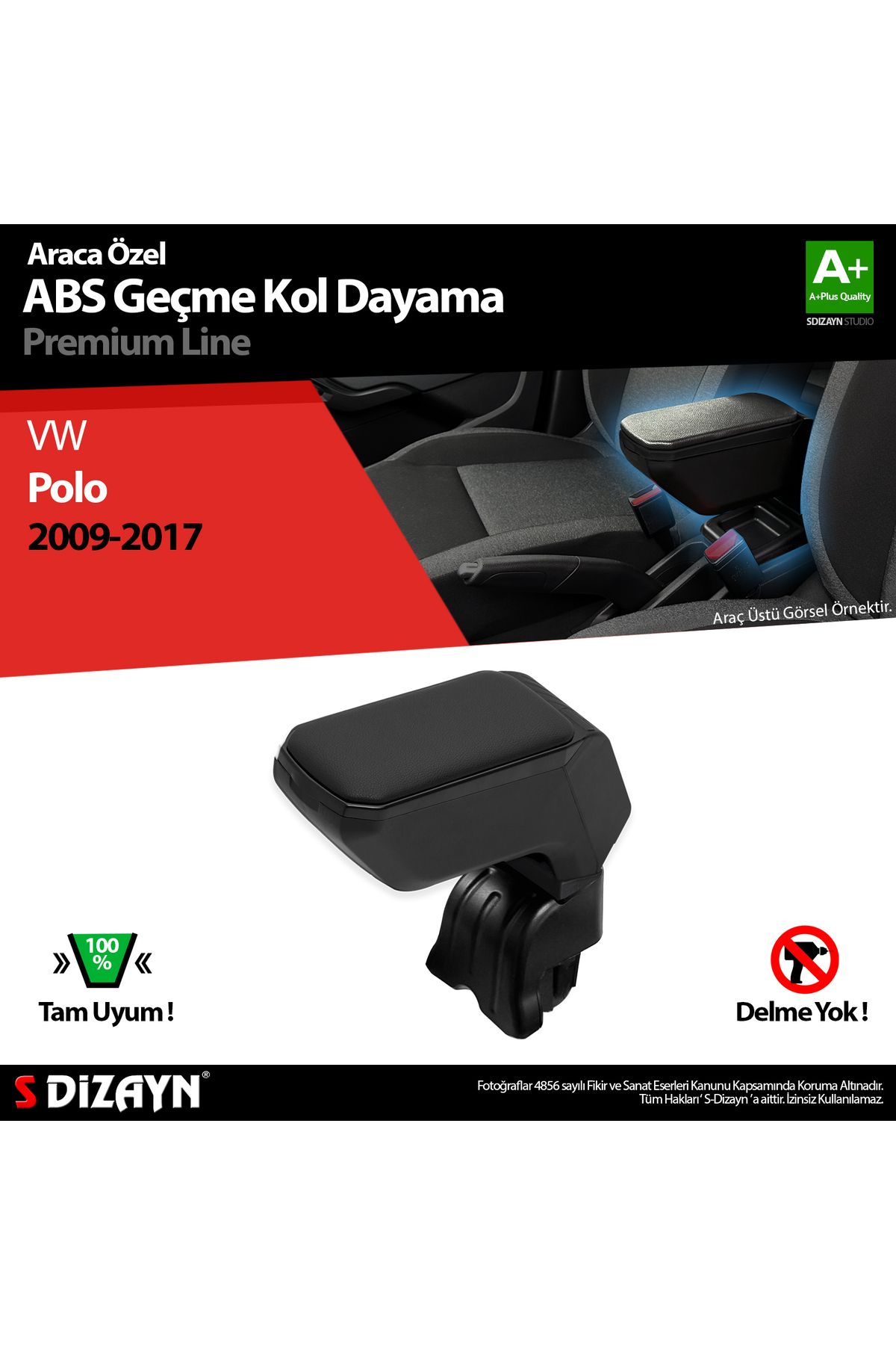 S Dizayn S-Dizayn VW Polo Kol Dayama Kolçak Geçmeli ABS Siyah 2009-2017
