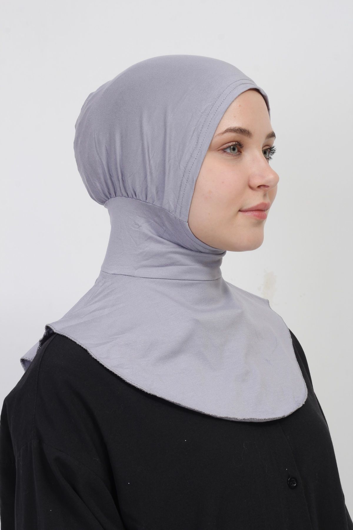 manolyaşal islamic hijab Pratik Boyunluklu Geçmeli Bone-gri