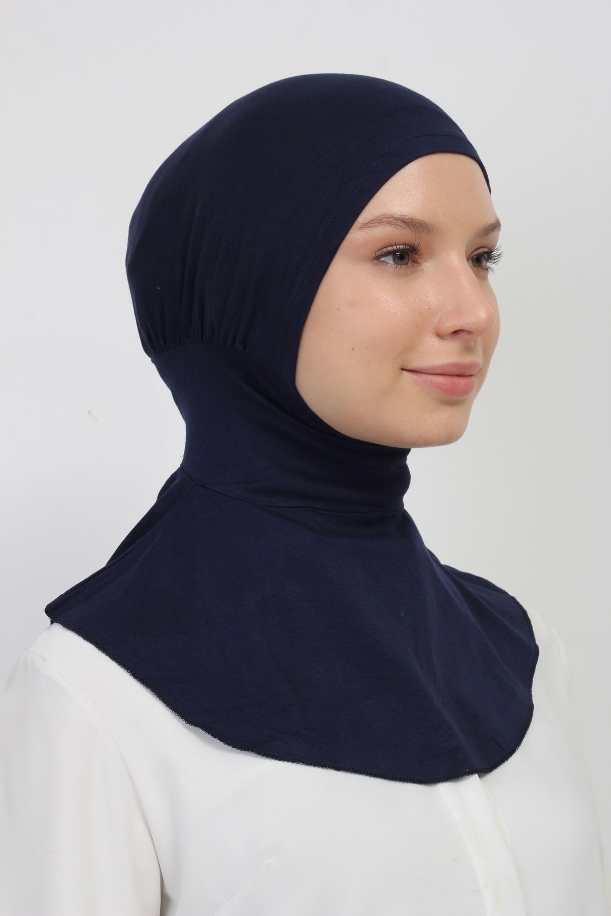 manolyaşal islamic hijab Pratik Boyunluklu Geçmeli Bone-lacivert