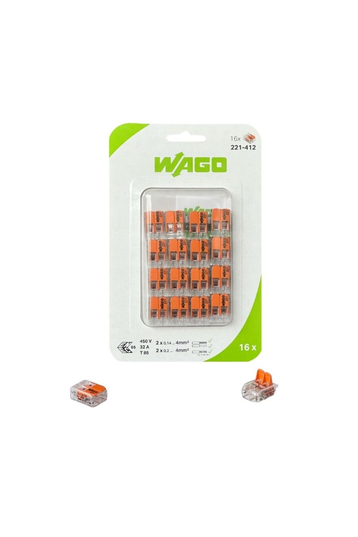 WAGO 221-412 Kollu Birleştirme Konektörü 16 Lı