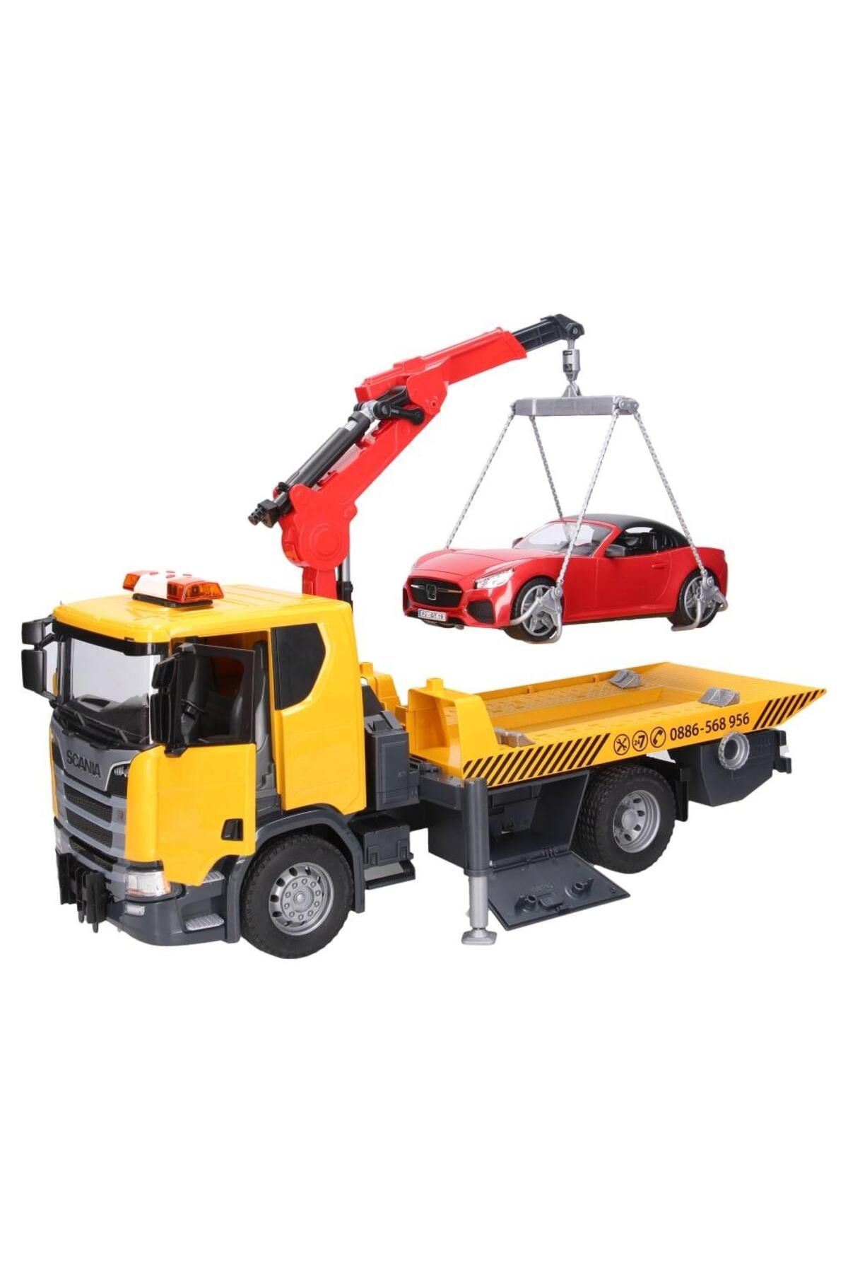 Oyuncakmatik Scania Super 560R Çekici ve Yarış Arabalı Çekici Model Araç Seti
