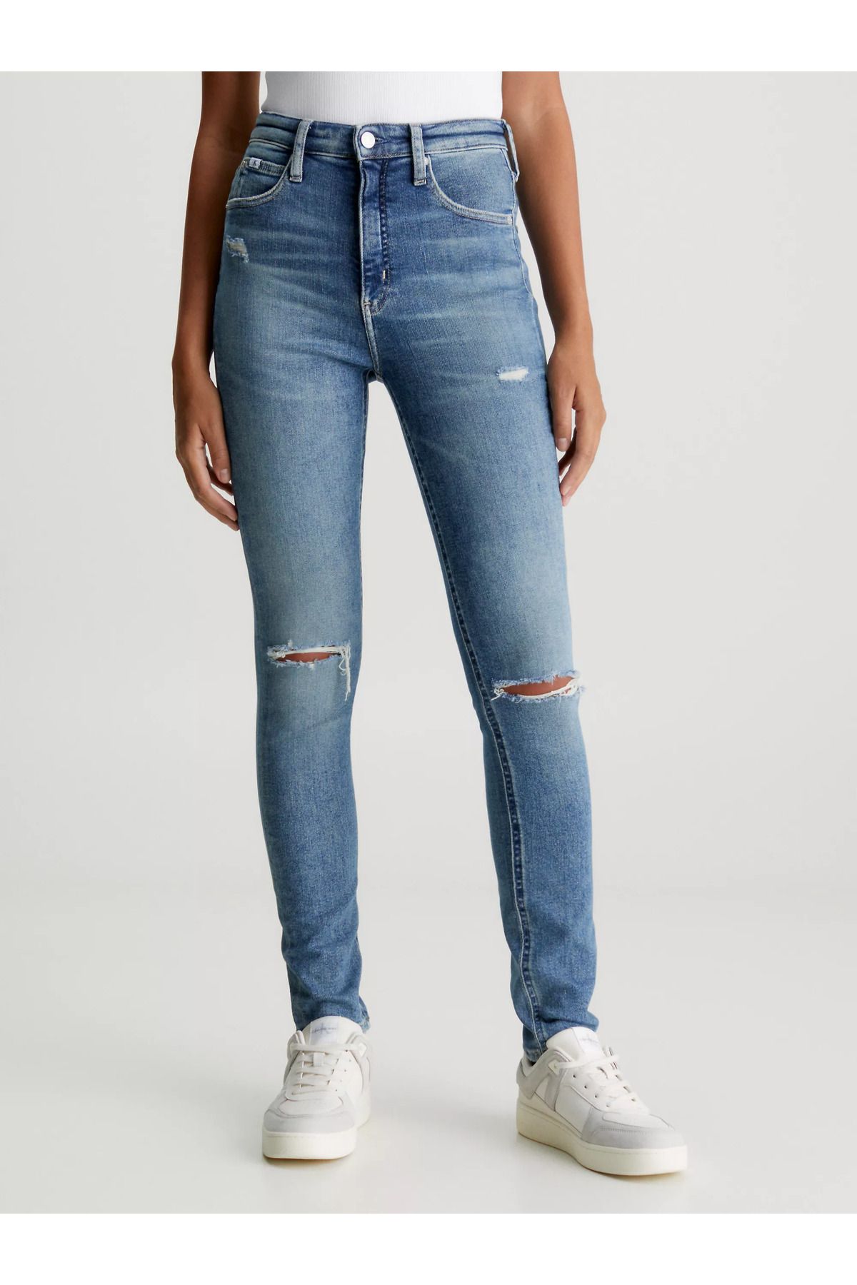 Calvin Klein Kadın Denim Kumaş  Normal Bel Düz Model Mavi1 Jeans J20J222143-1A4