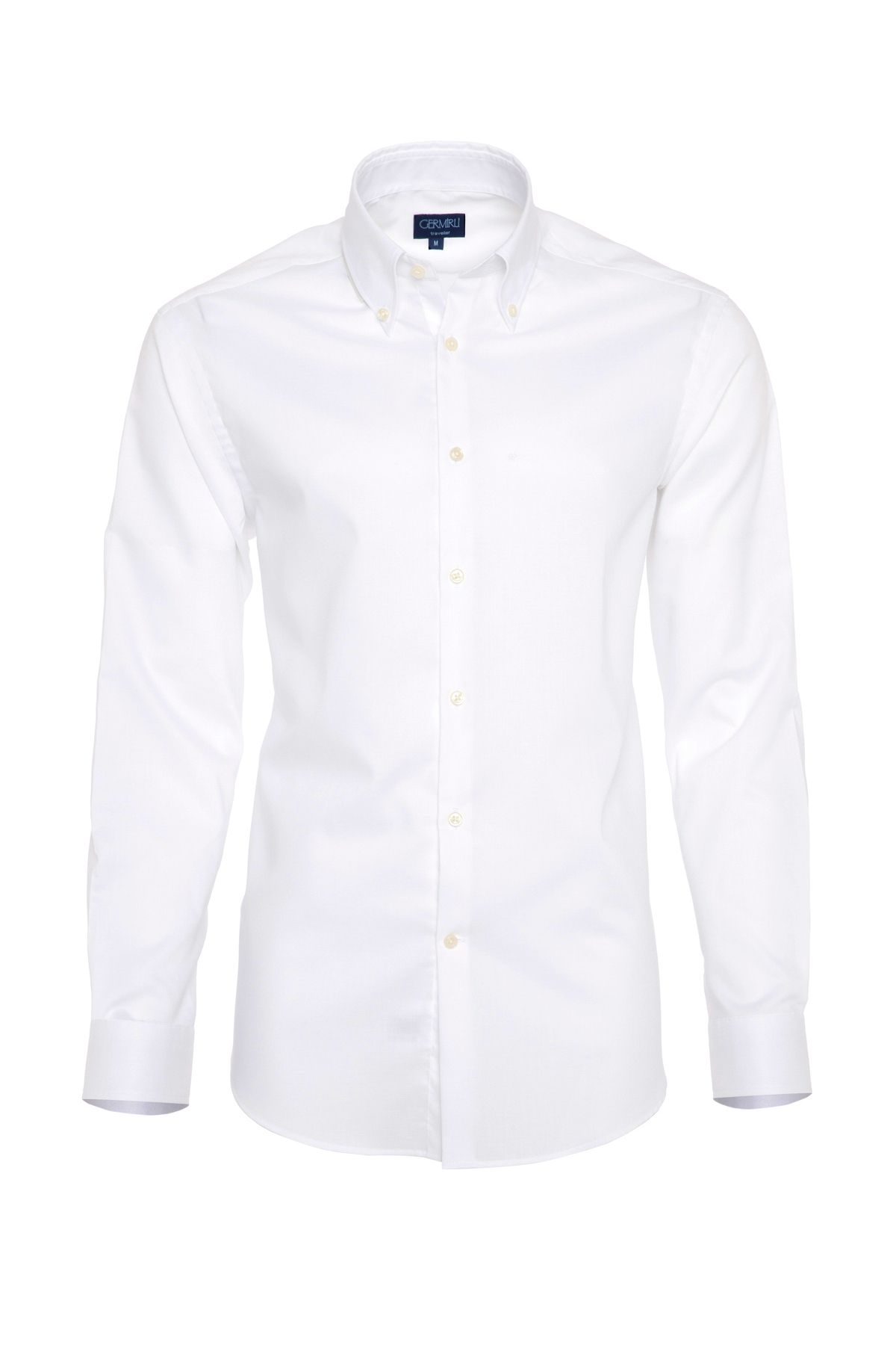 Germirli Non Iron Beyaz Oxford Düğmeli Yaka Tailor Fit Gömlek