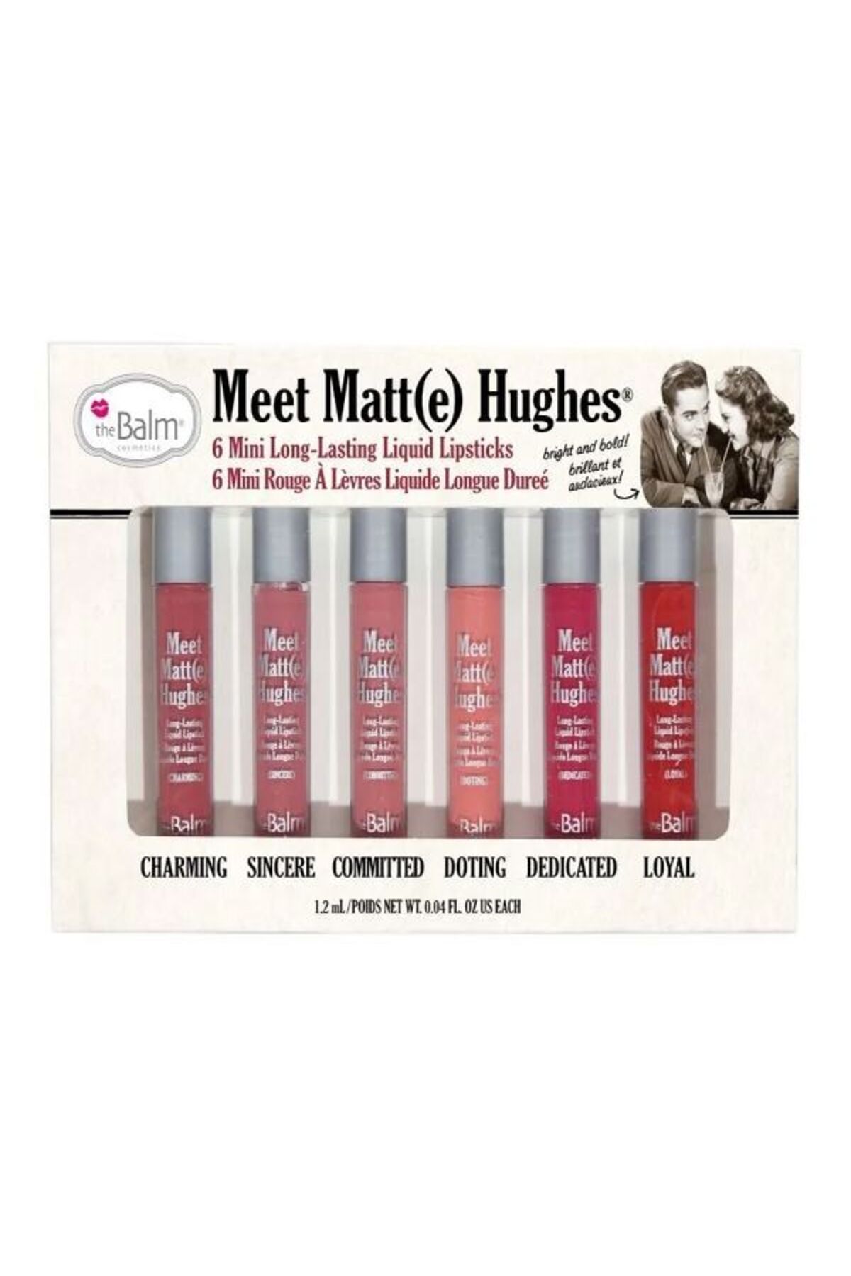 the balm Meet Matte Hughes 6'lı Ruj Seti seyahat boy LİKİT MAT RUJ 1.2 ml Lipsticks
