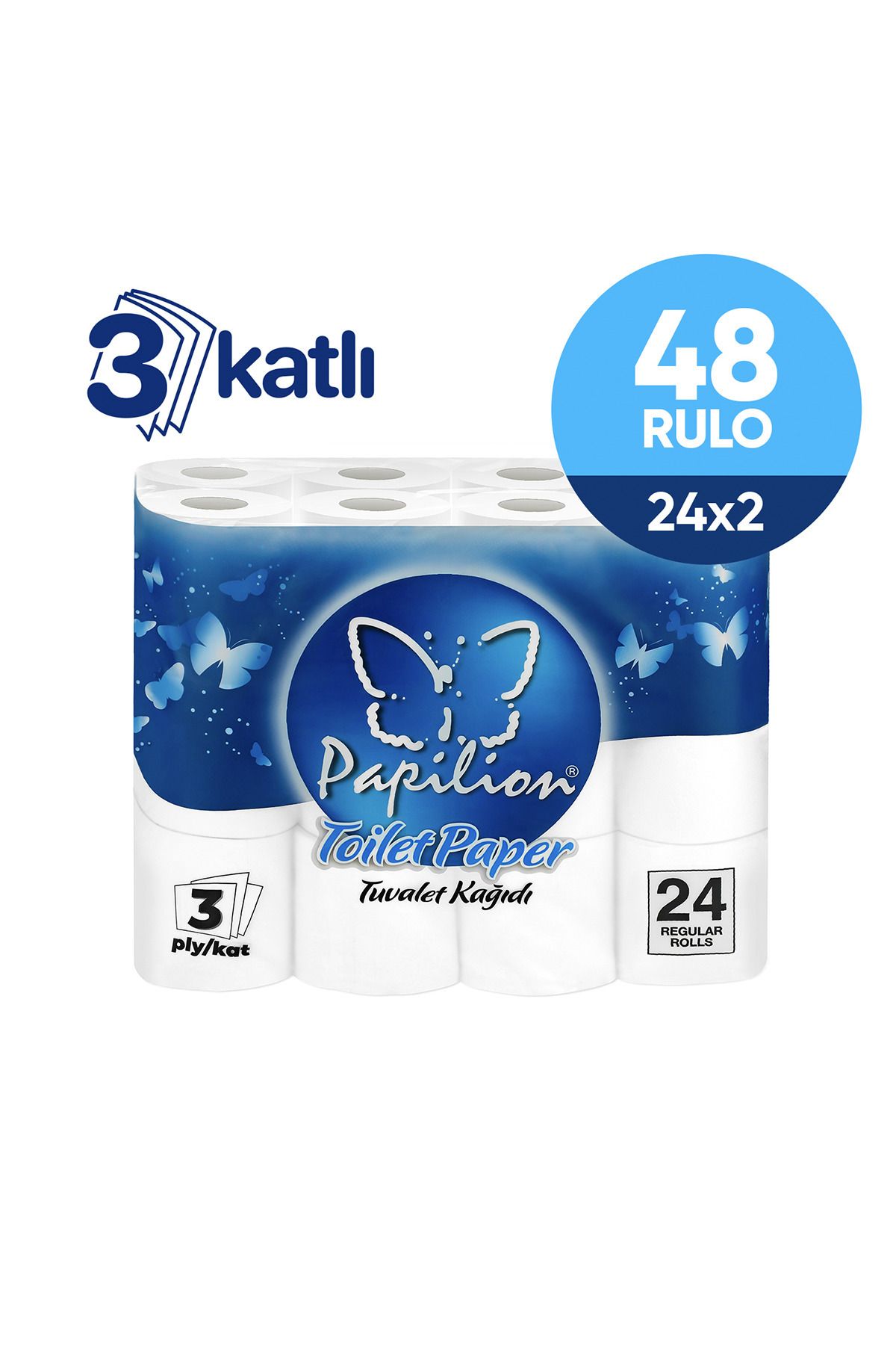 Papilion Extra-soft 3 Katlı Tuvalet Kağıdı 24x2 - 48 Rulo