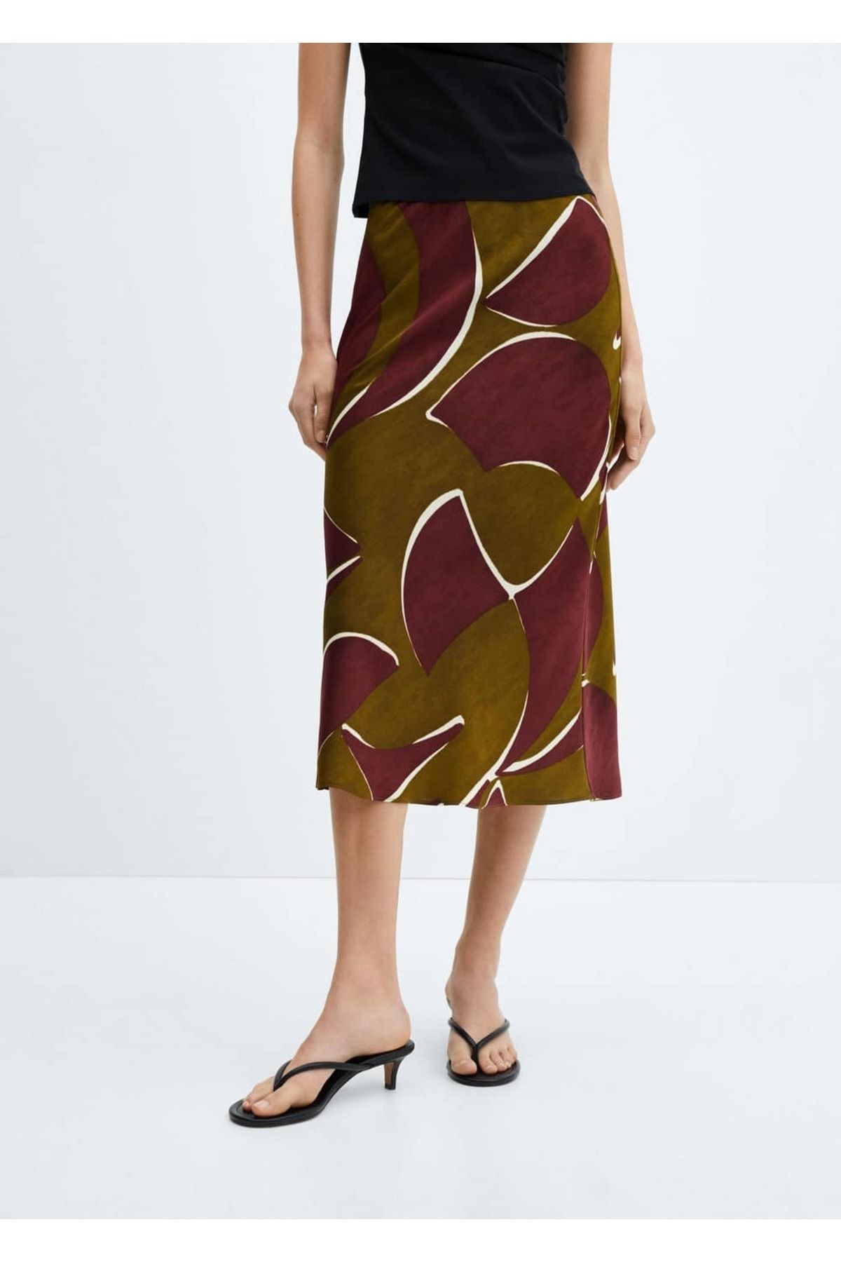 MANGO Desenli midi etek