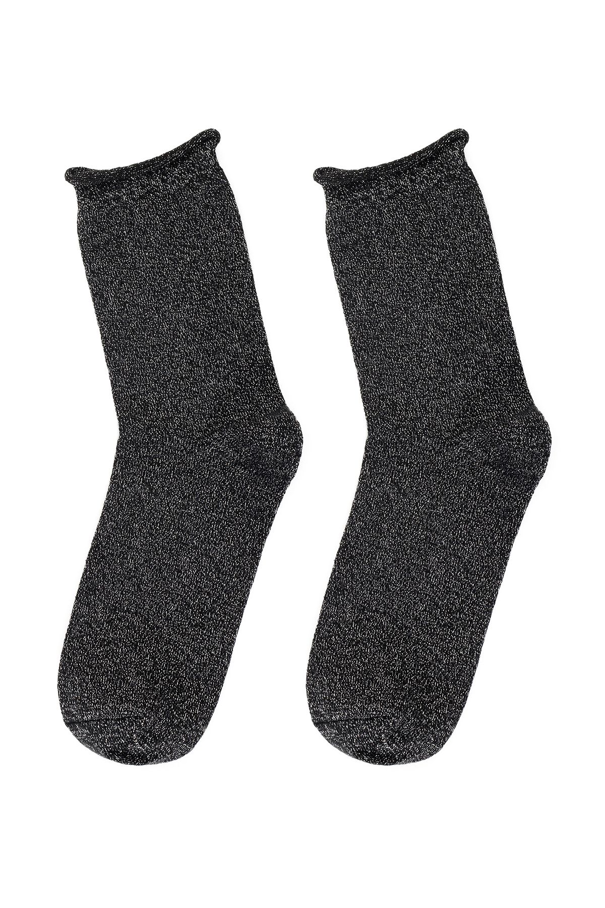 Derimod Kadın Siyah Simli Pamuklu Çorap