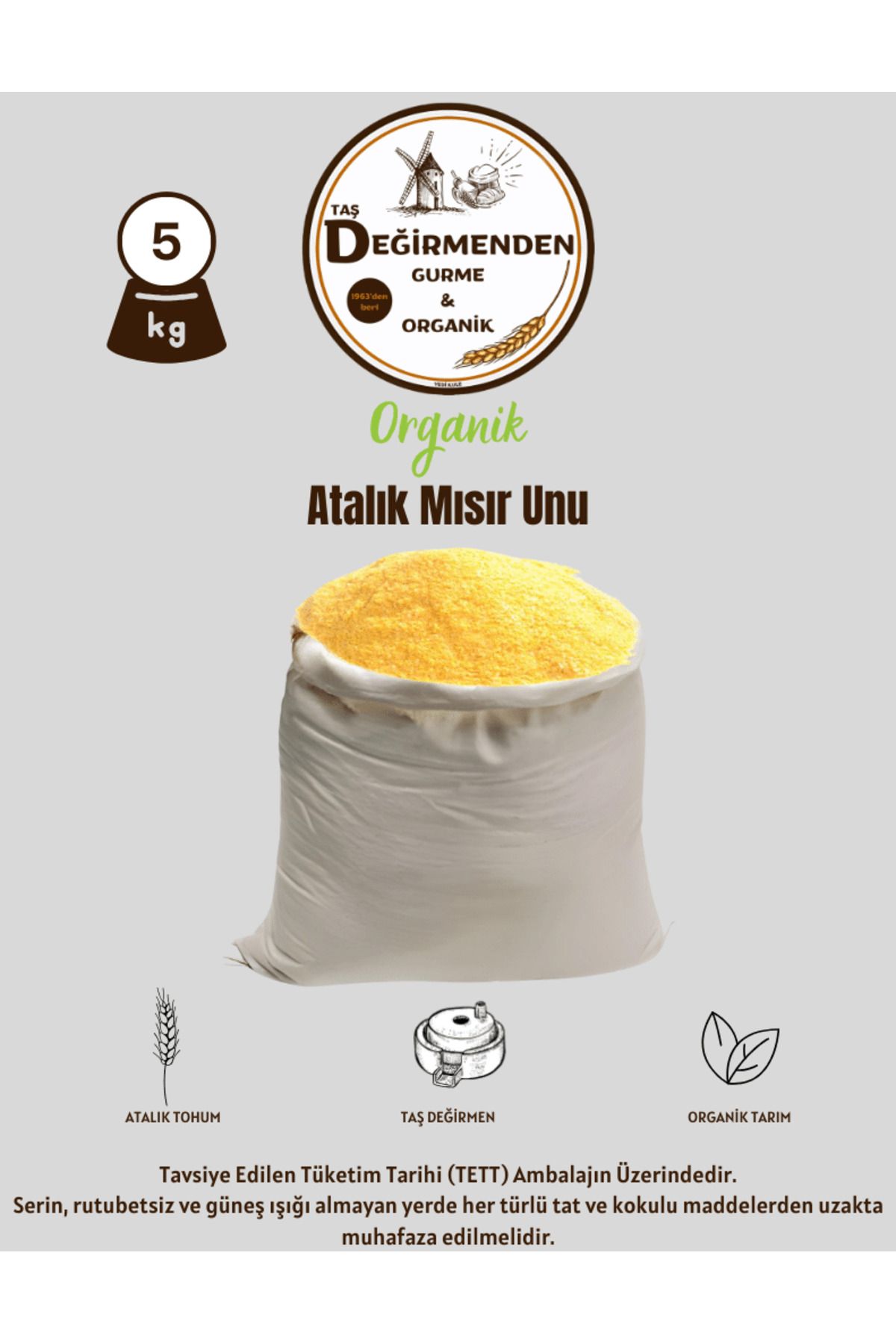 Değirmenden Organik Atalık Mısır Unu - 5 Kilo