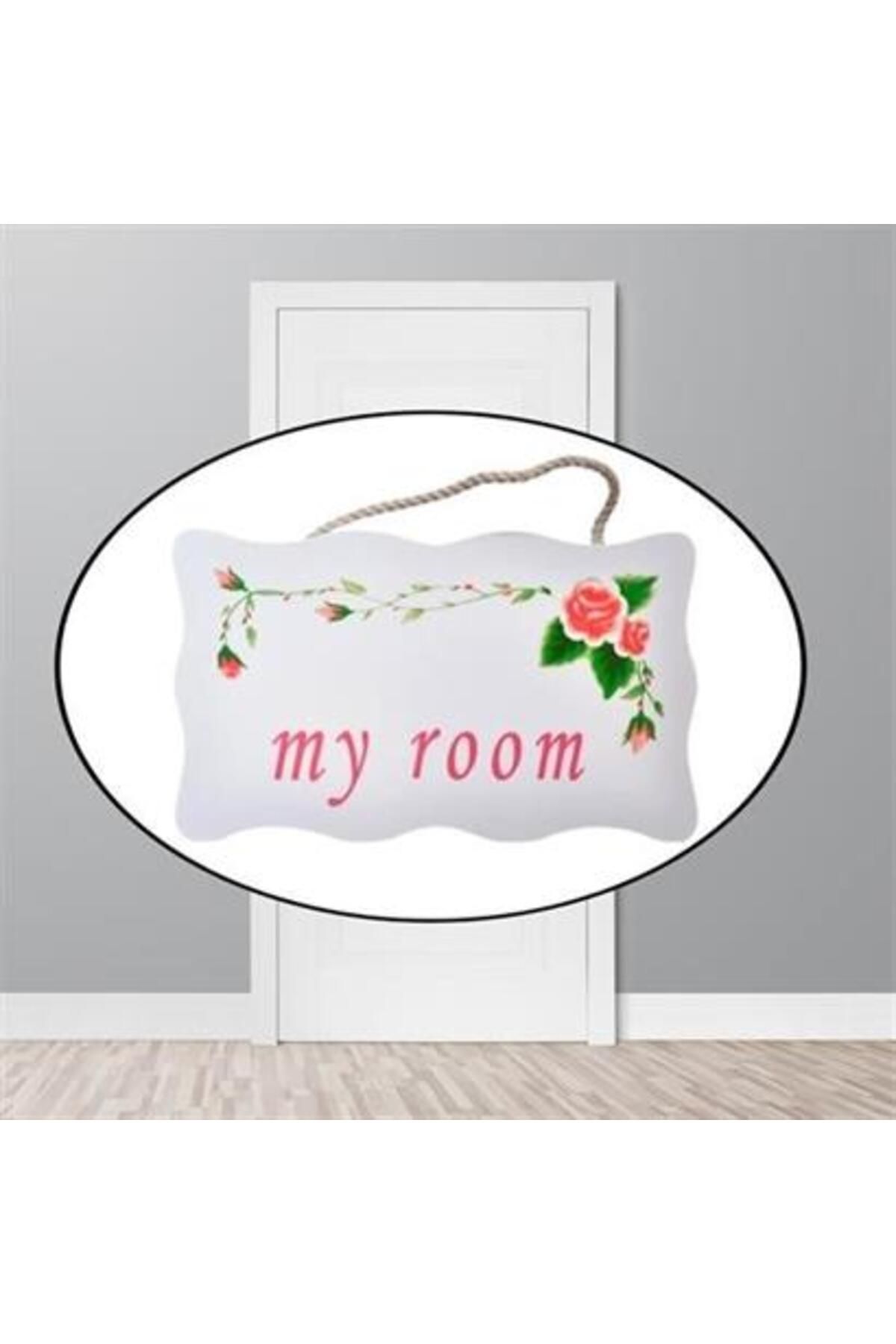 Moonix BUFFER® Decotown My Room Benim Odam Dekoratif Çiçek Desenli Kapı Askısı