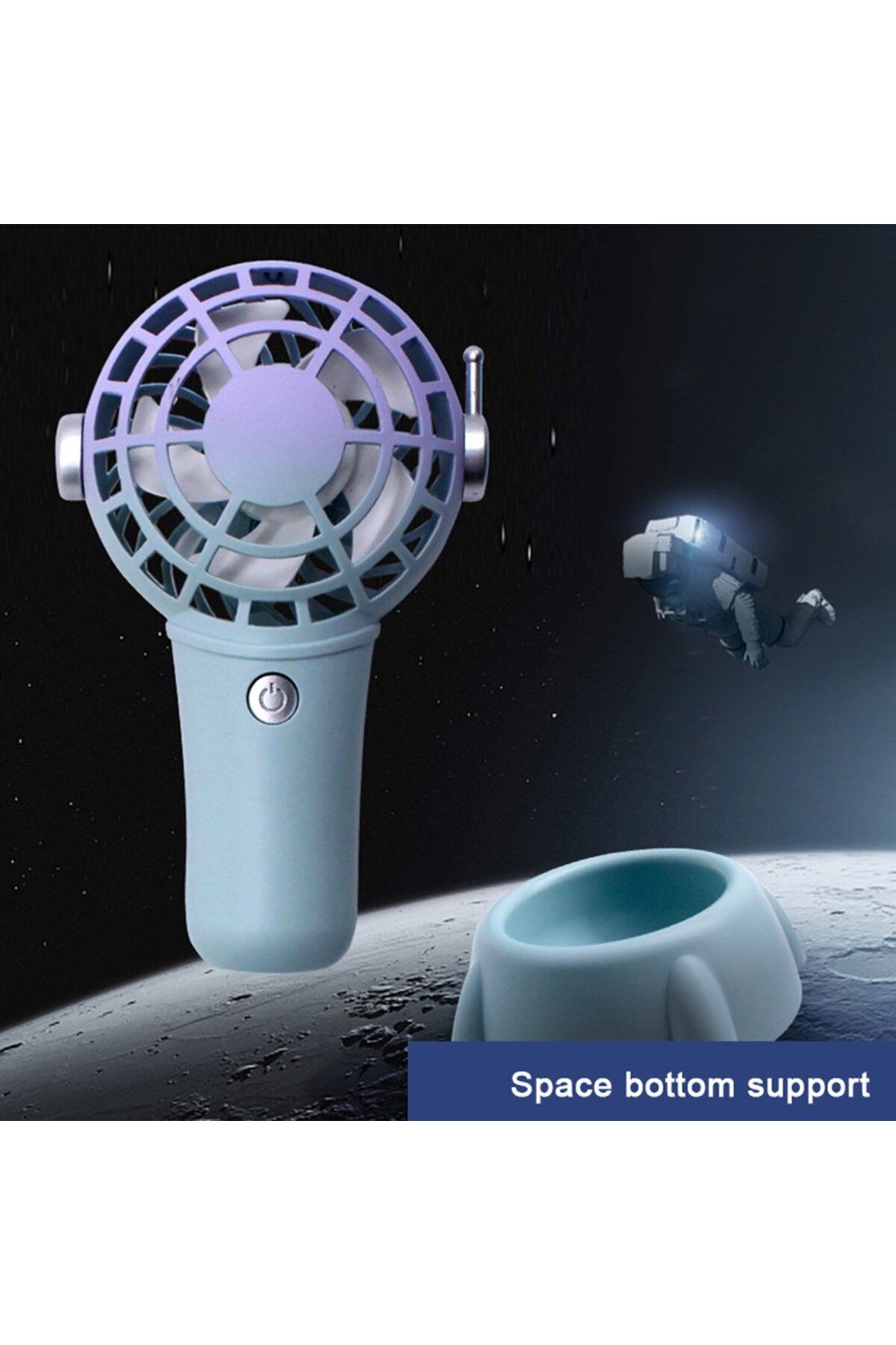 pazariz Şarjlı Astronot Mini Fan Vantilatör Taşınabilir El - Masa Üstü 2 Kademeli Standlı Vantilatör