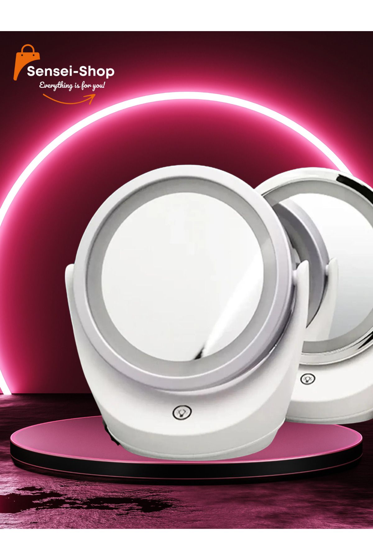 LONG NECK 360 Derece Dönebilen LED Işıklı Büyüteçli Makyaj Aynası