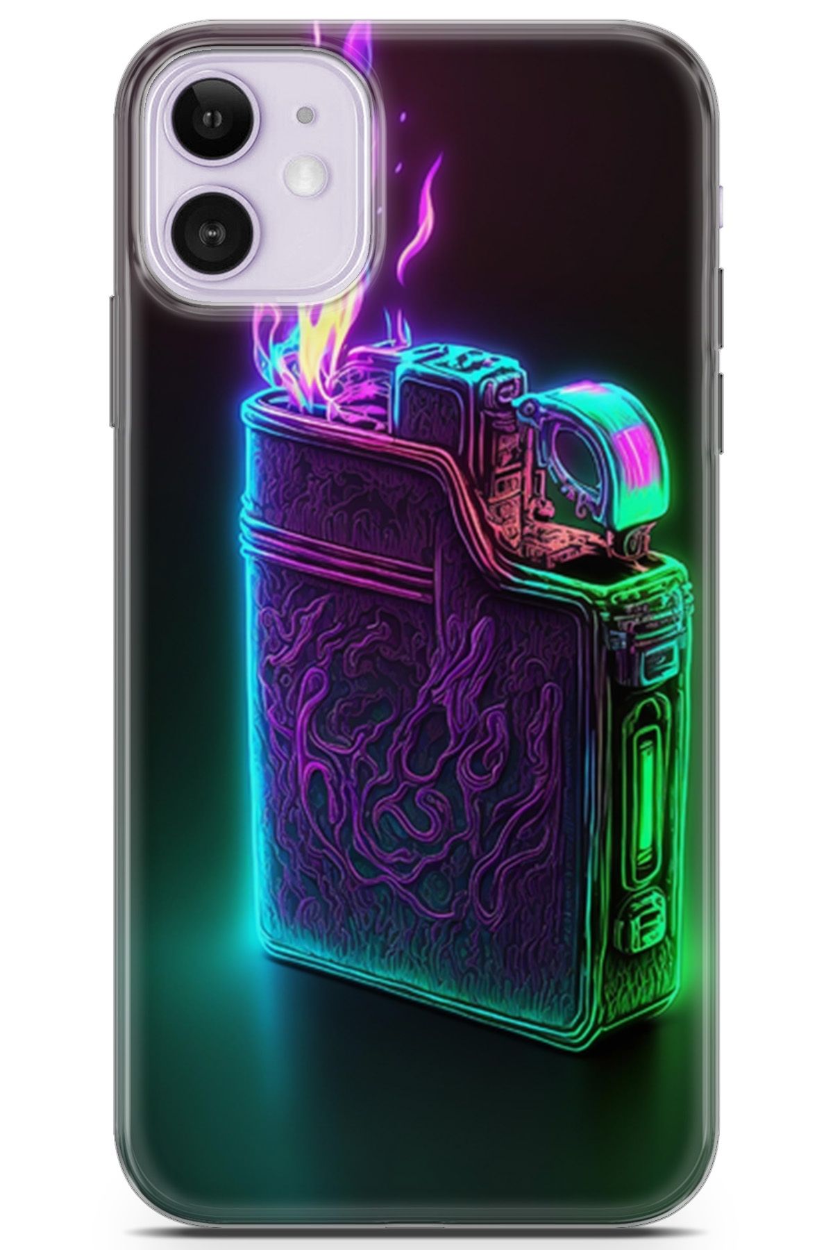 Lopard Apple iPhone 11 Uyumlu Kılıf Milano 26 Neon Çakmak Soft Kapak Yeşil