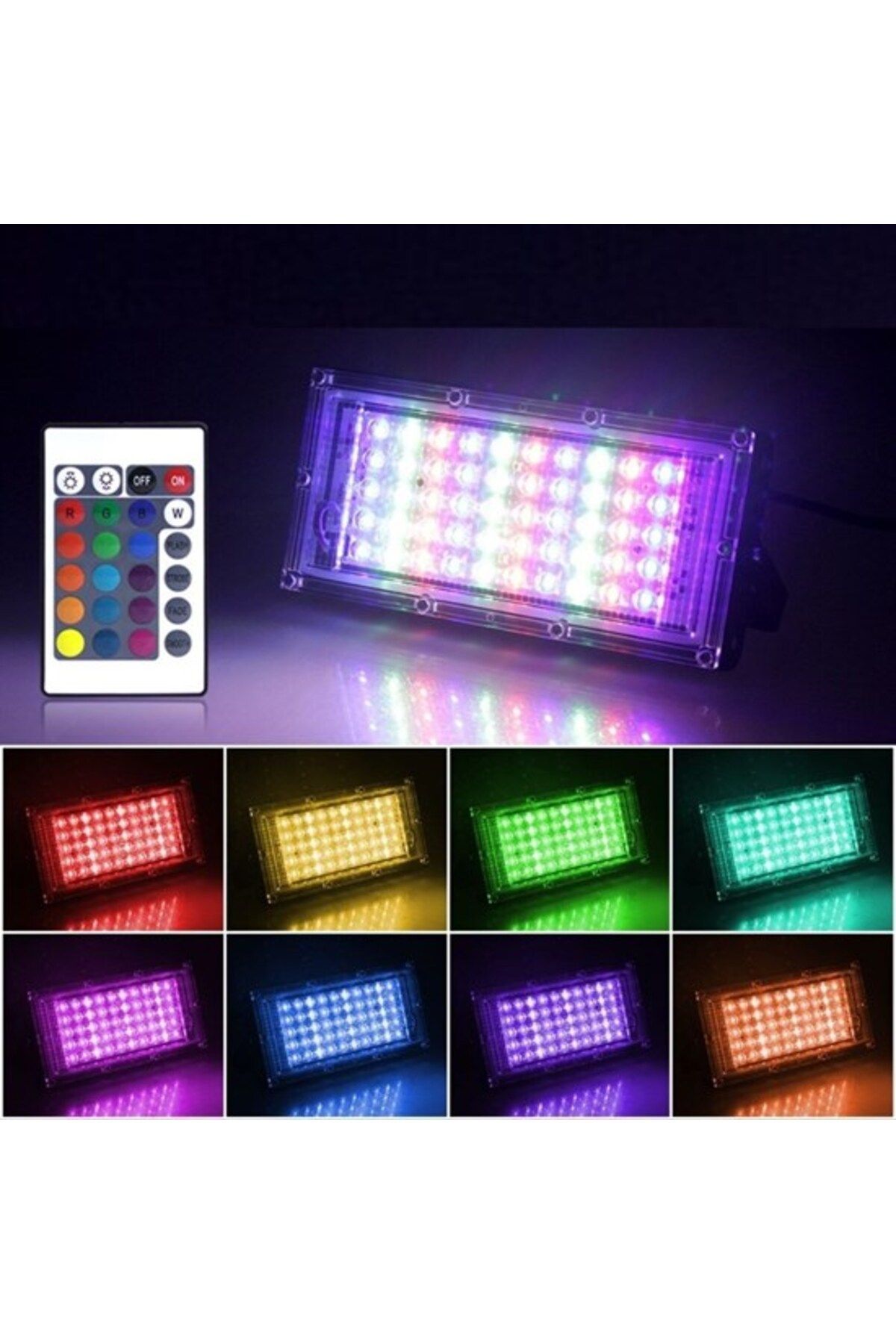 teknobaz Kumandalı Led Işık Dış Cephe AydınlatmasıÇok Renkli RGBLed Panel Işık PartiLed Aydınlatma