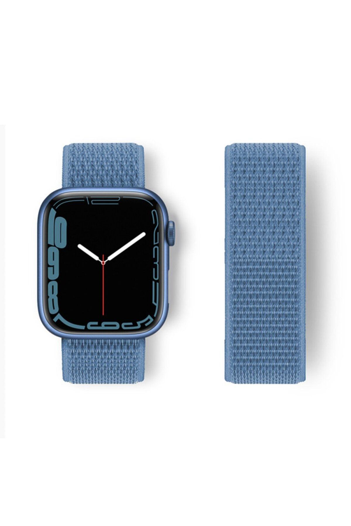 TREND CLZ942 Apple Watch Uyumlu 45mm Hasırlı Cırtcırtlı Kordon - Ürün Rengi : Turkuaz